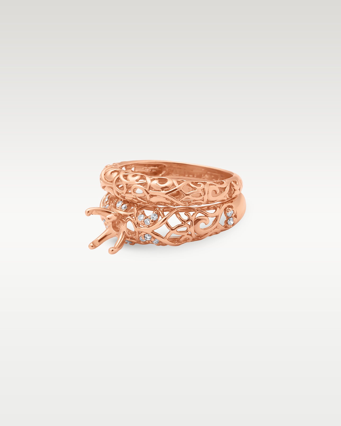 Bridal Set Semi-Mount Ring Setting in 14K Rose Gold | Frisco, Texas Jewelry Store