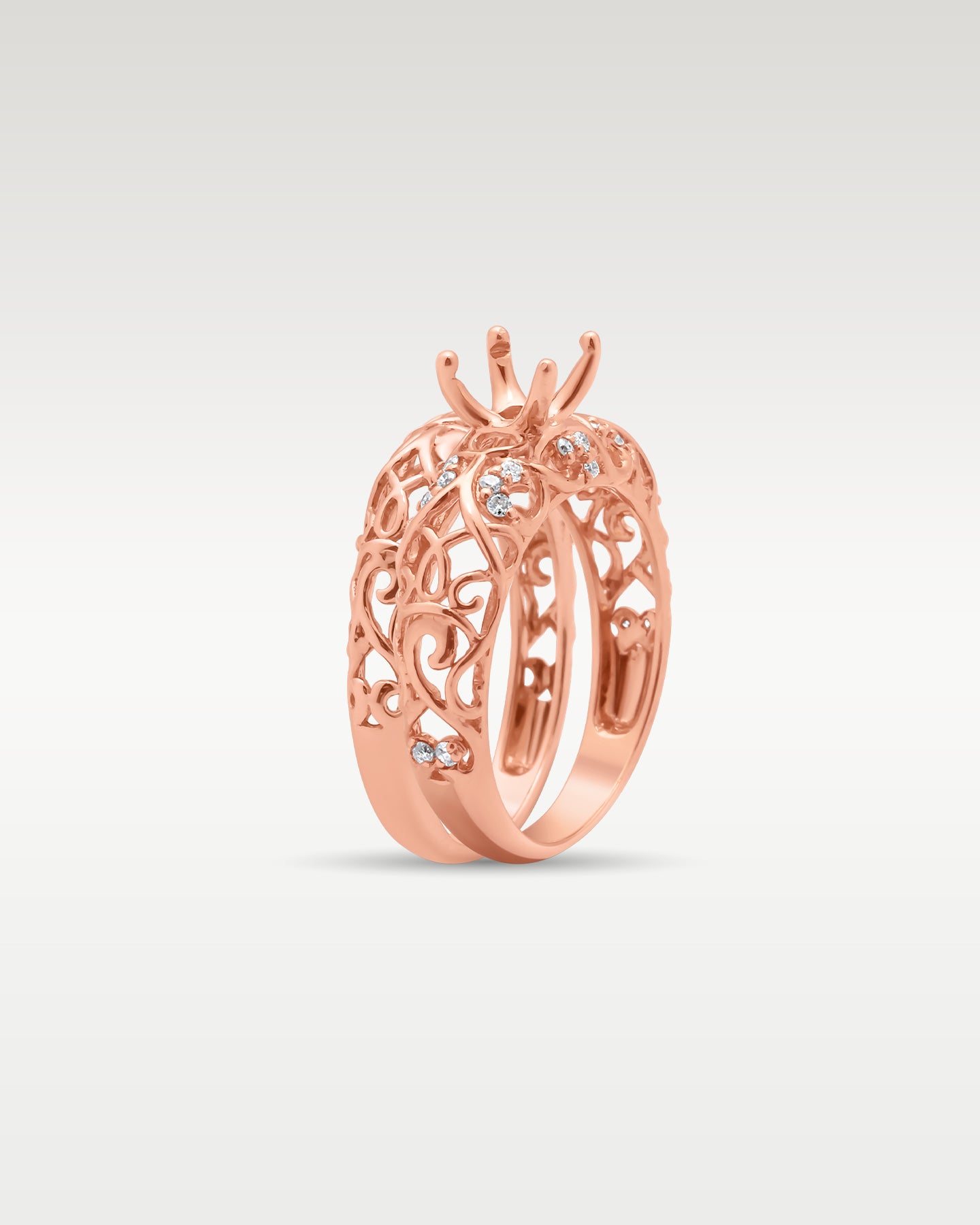 Bridal Set Semi-Mount Ring Setting in 14K Rose Gold | Frisco, Texas Jewelry Store