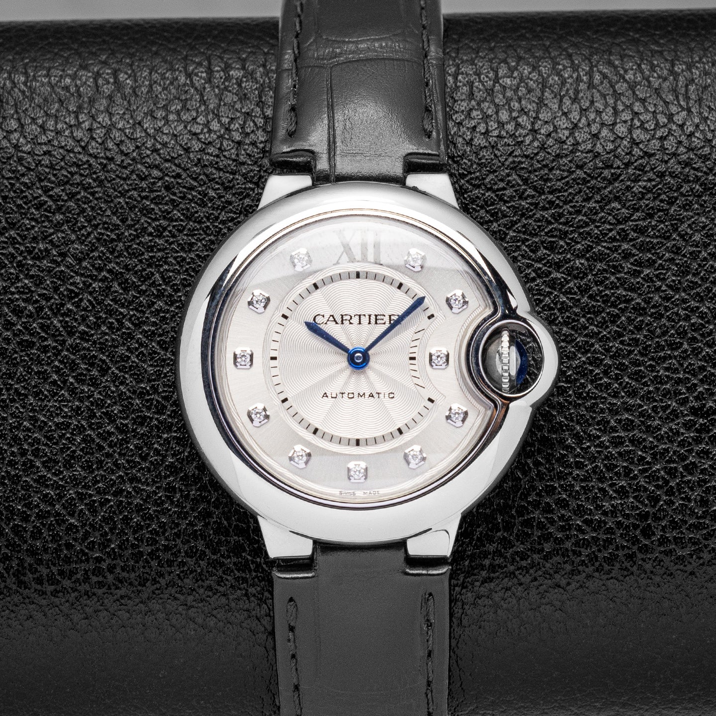 33mm Diamond Cartier Ballon Bleu 3489 Watch | Noah's Fine Watches and Jewelry Dallas