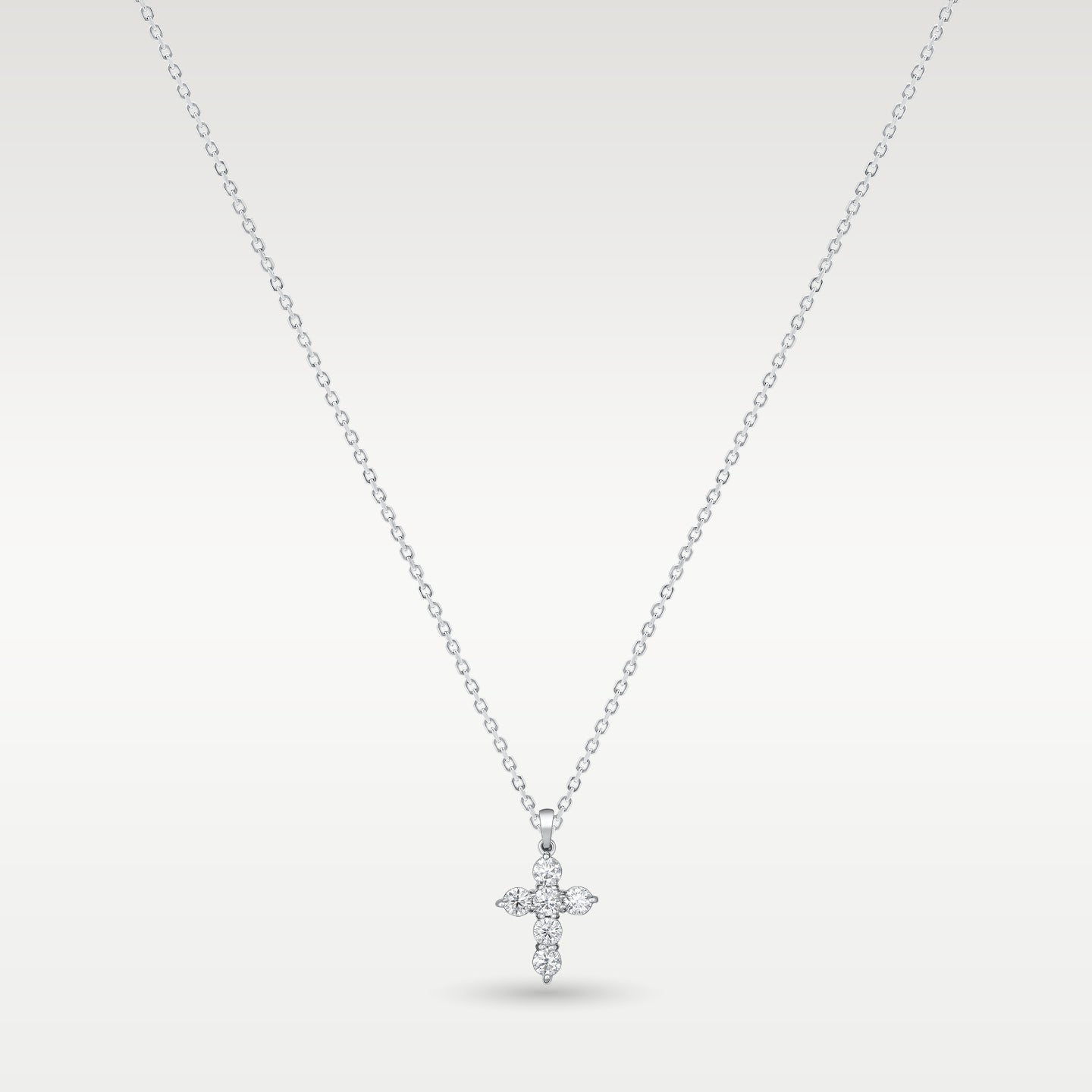 14K White Gold Diamond Cross Pendant Necklace