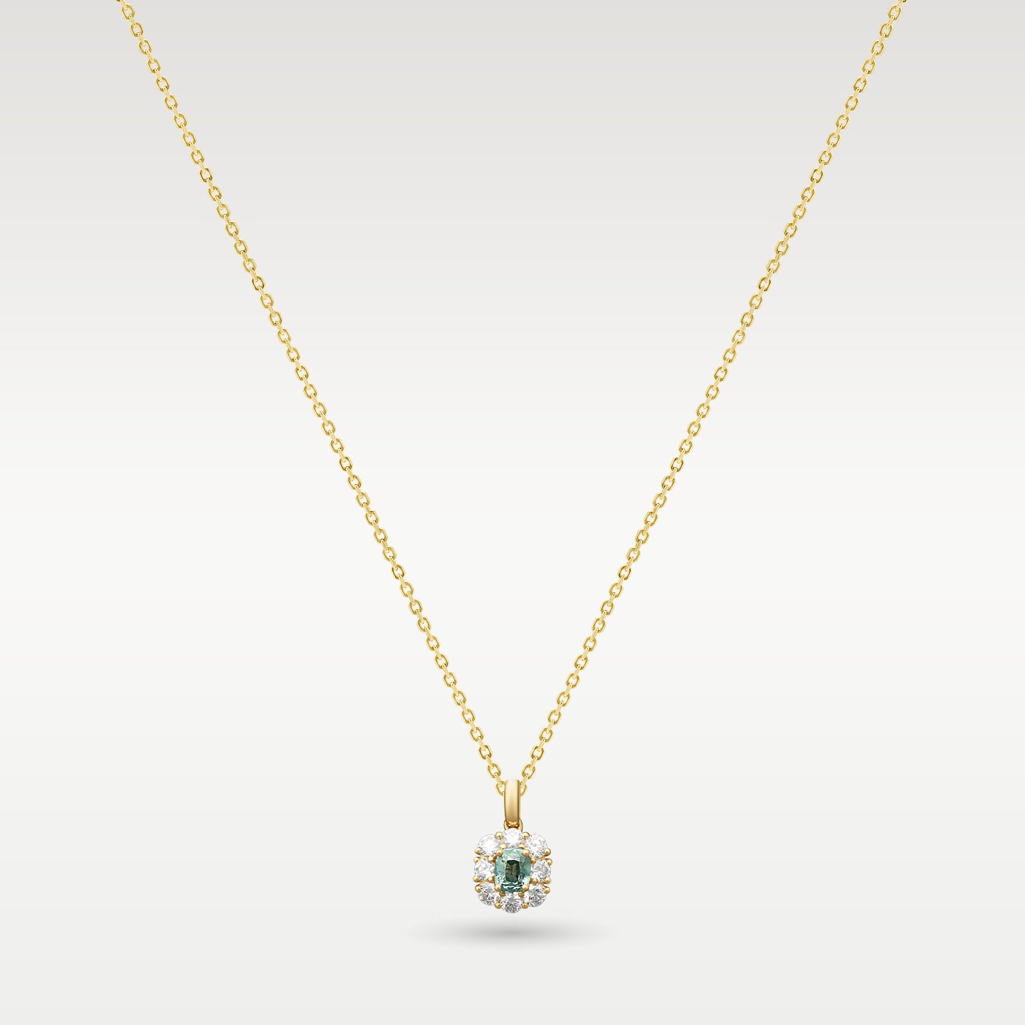 Green Sapphire & Diamond Pendant Necklace