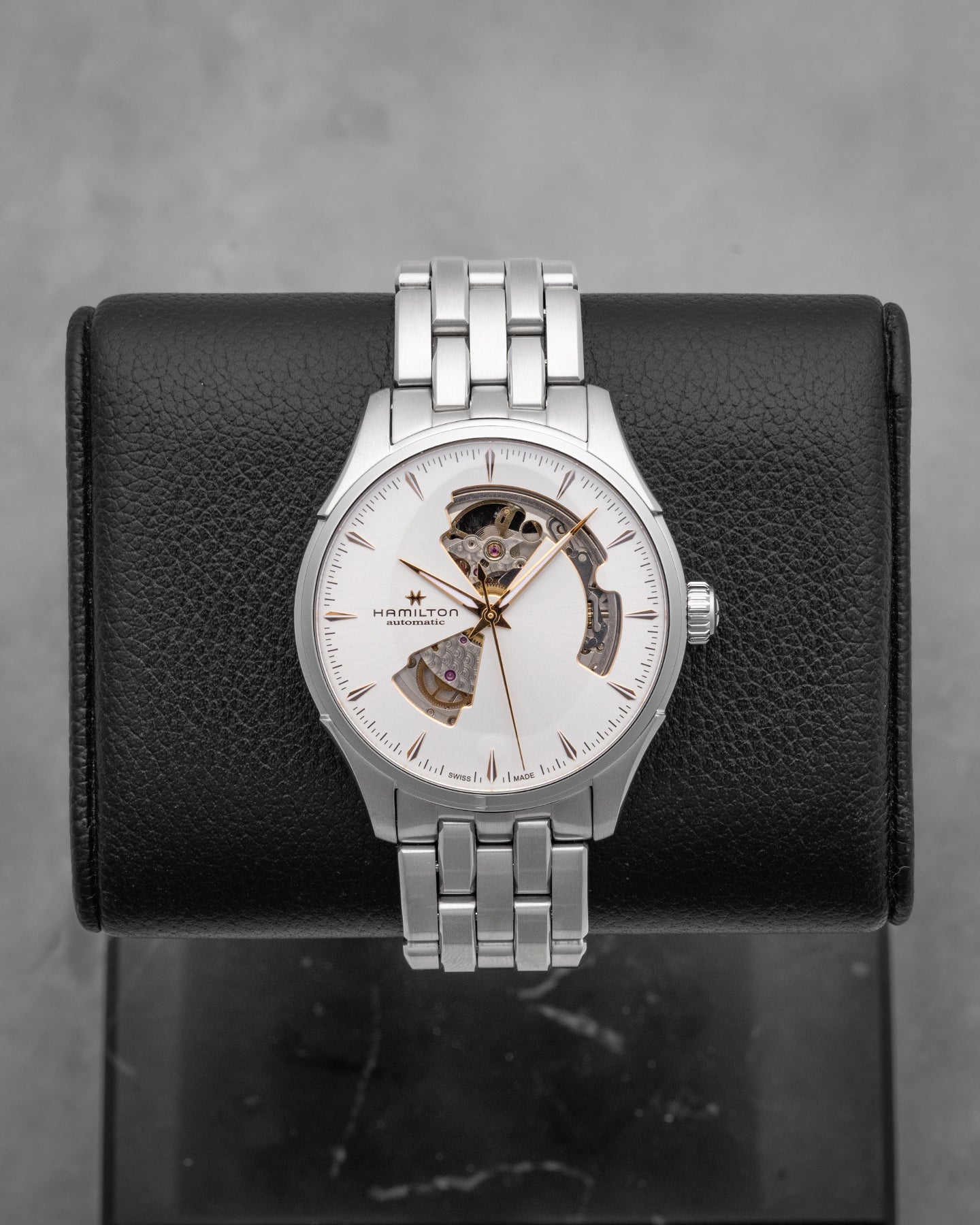 Silver Hamilton Jazzmaster Open Heart H32675151 | Noah's Fine Watches Frisco, TX