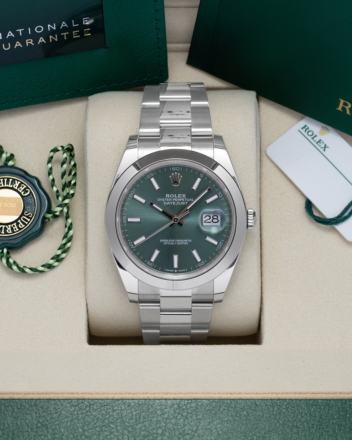 Mint Green Rolex Datejust 126300 | Noah's Fine Watches Dallas, TX