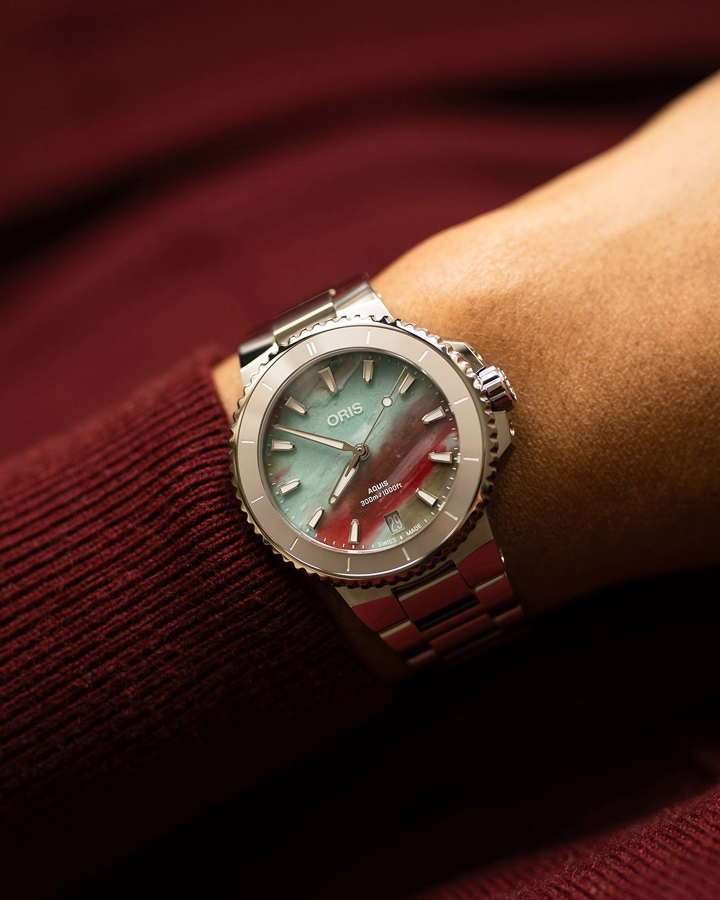 Multicolored 36.5mm Oris Aquis Date Upcycle | Noah's Fine Watches Dallas, TX