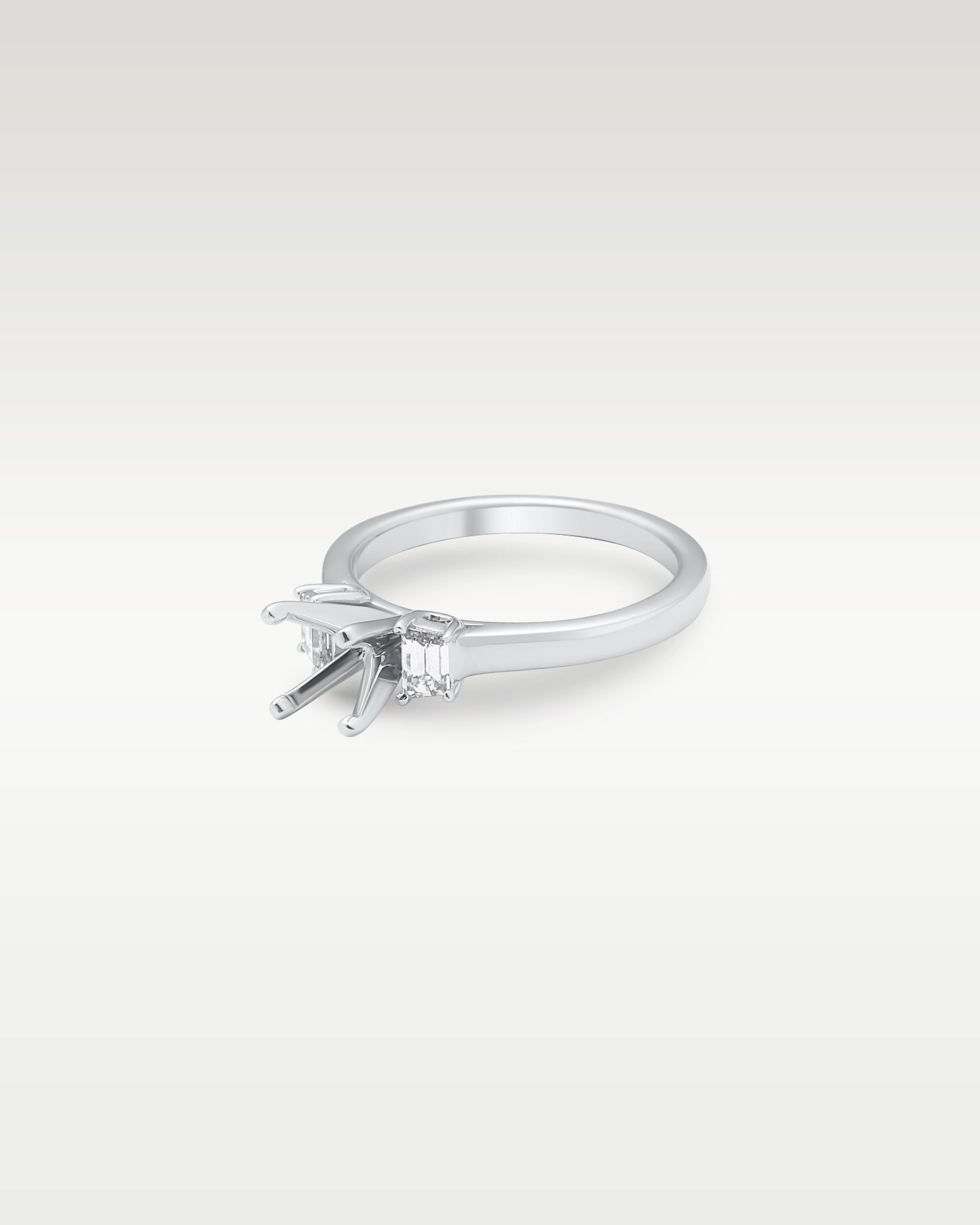 Platinum 0.31ct Trapezoid Diamond Ring Setting