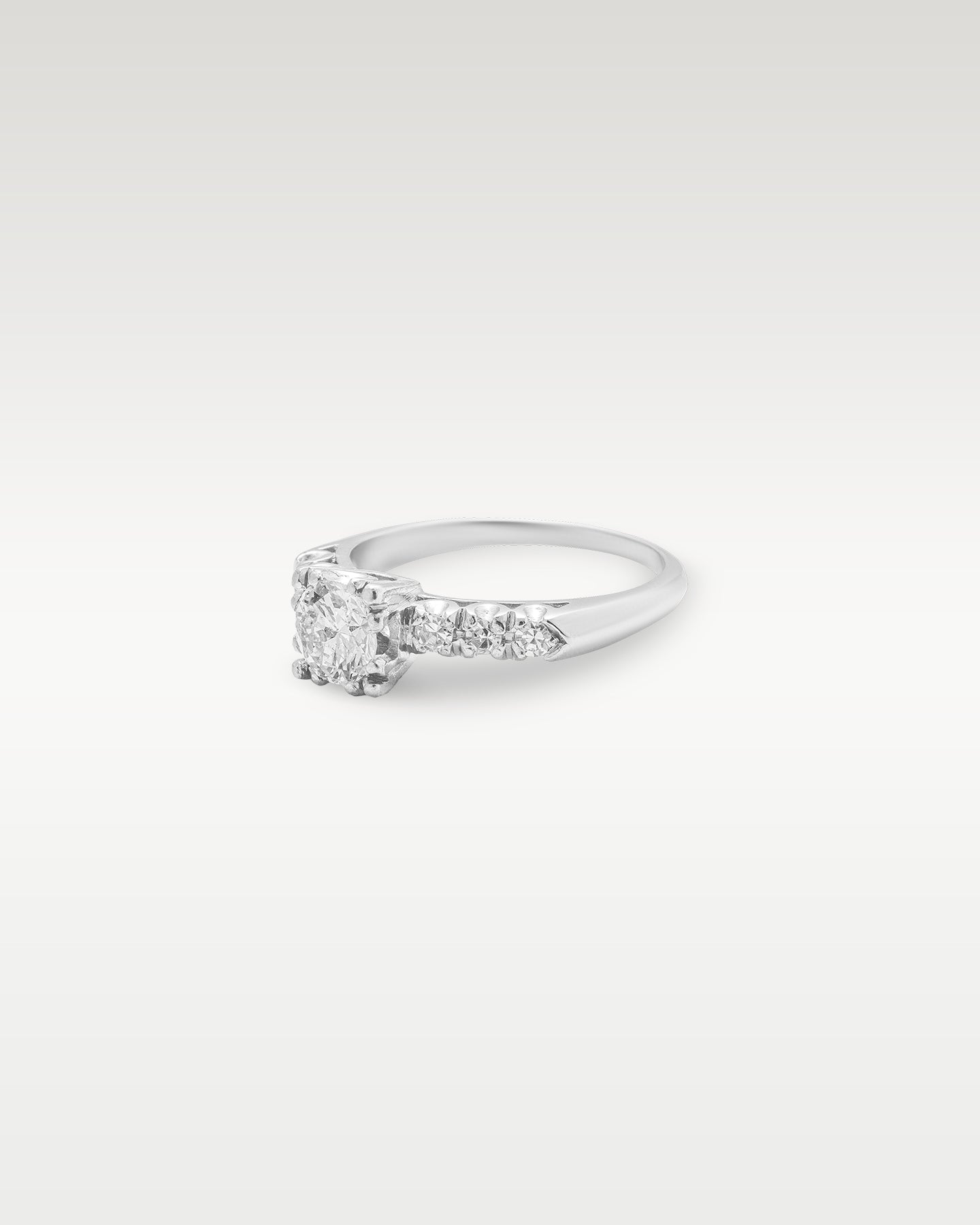 Platinum Round Mine Cut Diamond Engagement Ring | Noah's Fine Jewelry and Watches Dallas