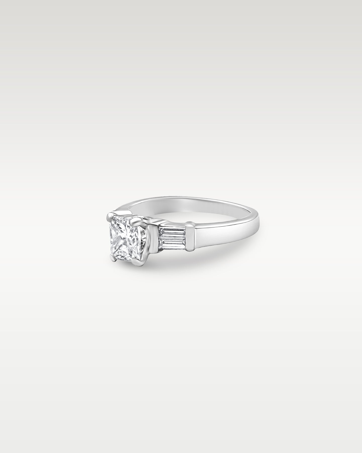 Platinum Radiant and Baguette Diamond Engagement Ring | Noah’s Fine Jewelry Dallas