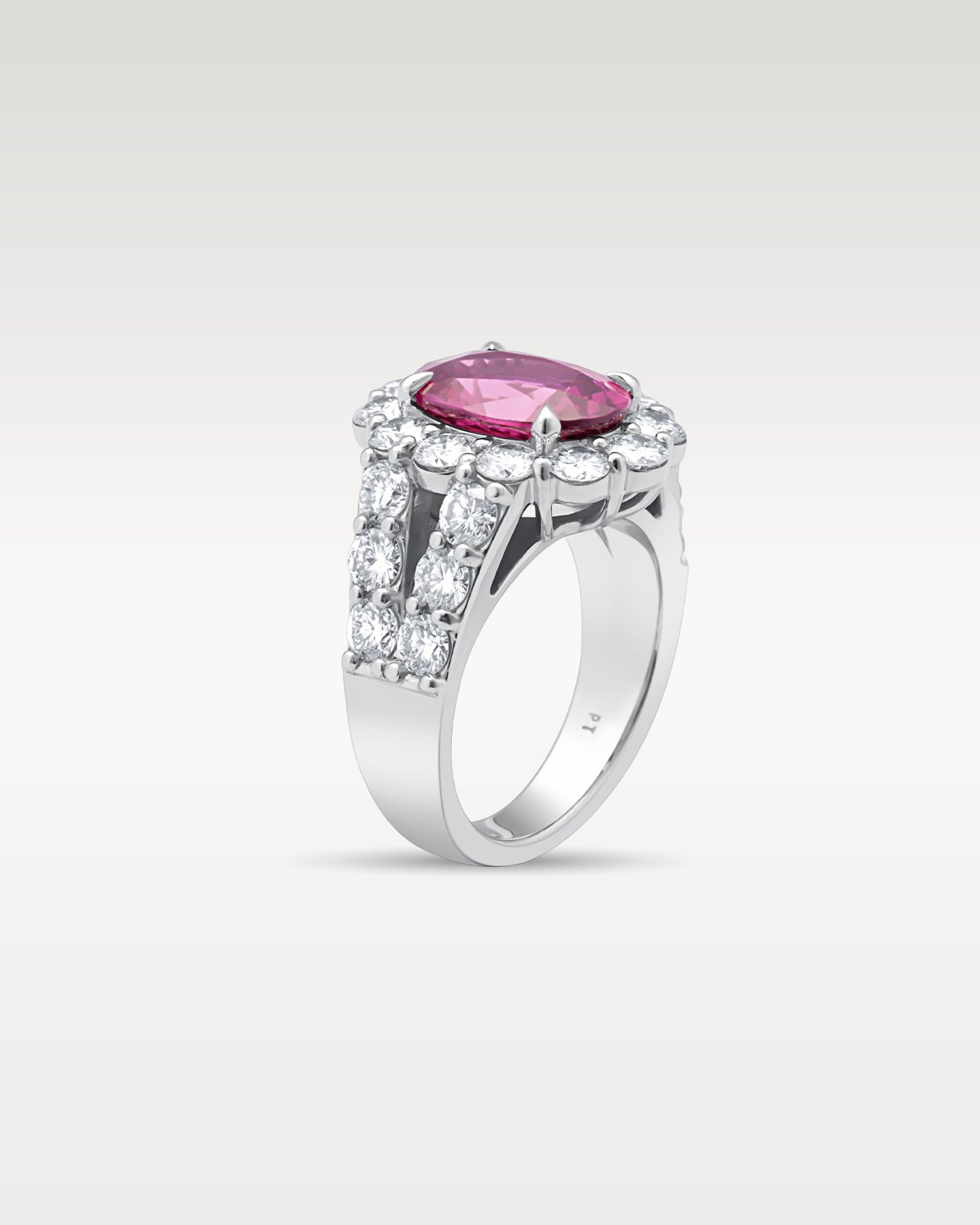 Platinum Rhodolite Garnet and Diamond Ring | Noah's Fine Jewelry in Texas