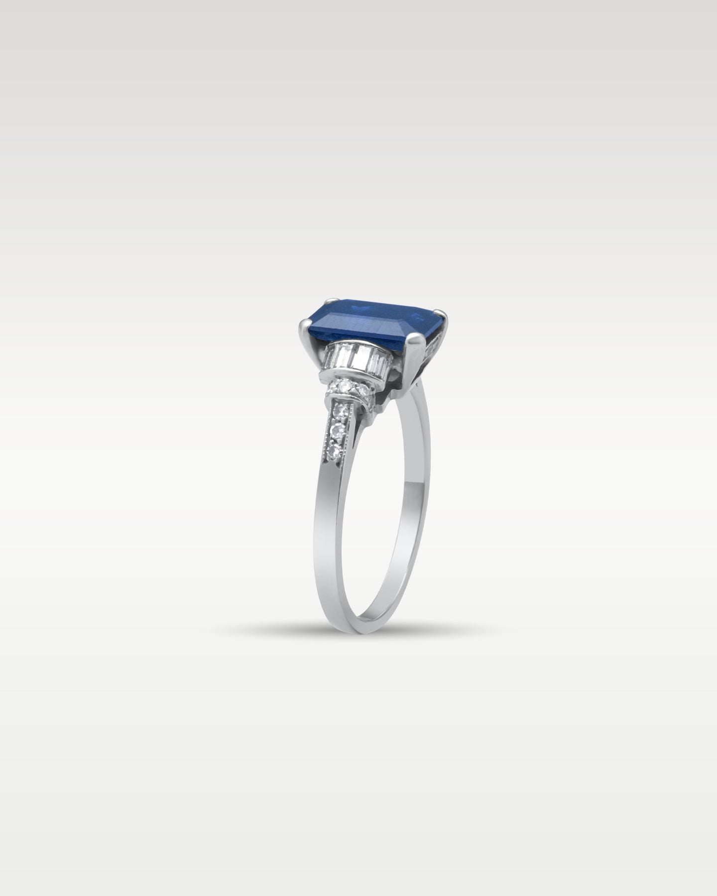 Platinum Sapphire and Diamond Deco Ring | Noah's Fine Jewelry Frisco, TX