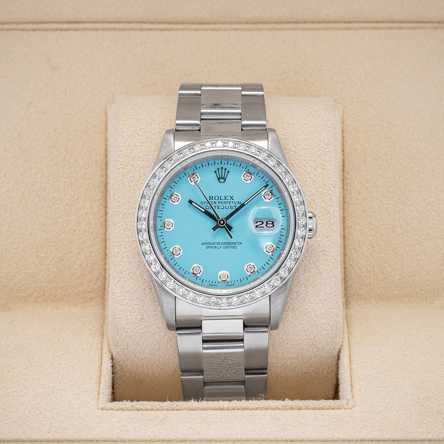 Tiffany Blue Diamond Rolex Datejust 16014 Watch | Noah's Fine Watches and Jewelry Dallas