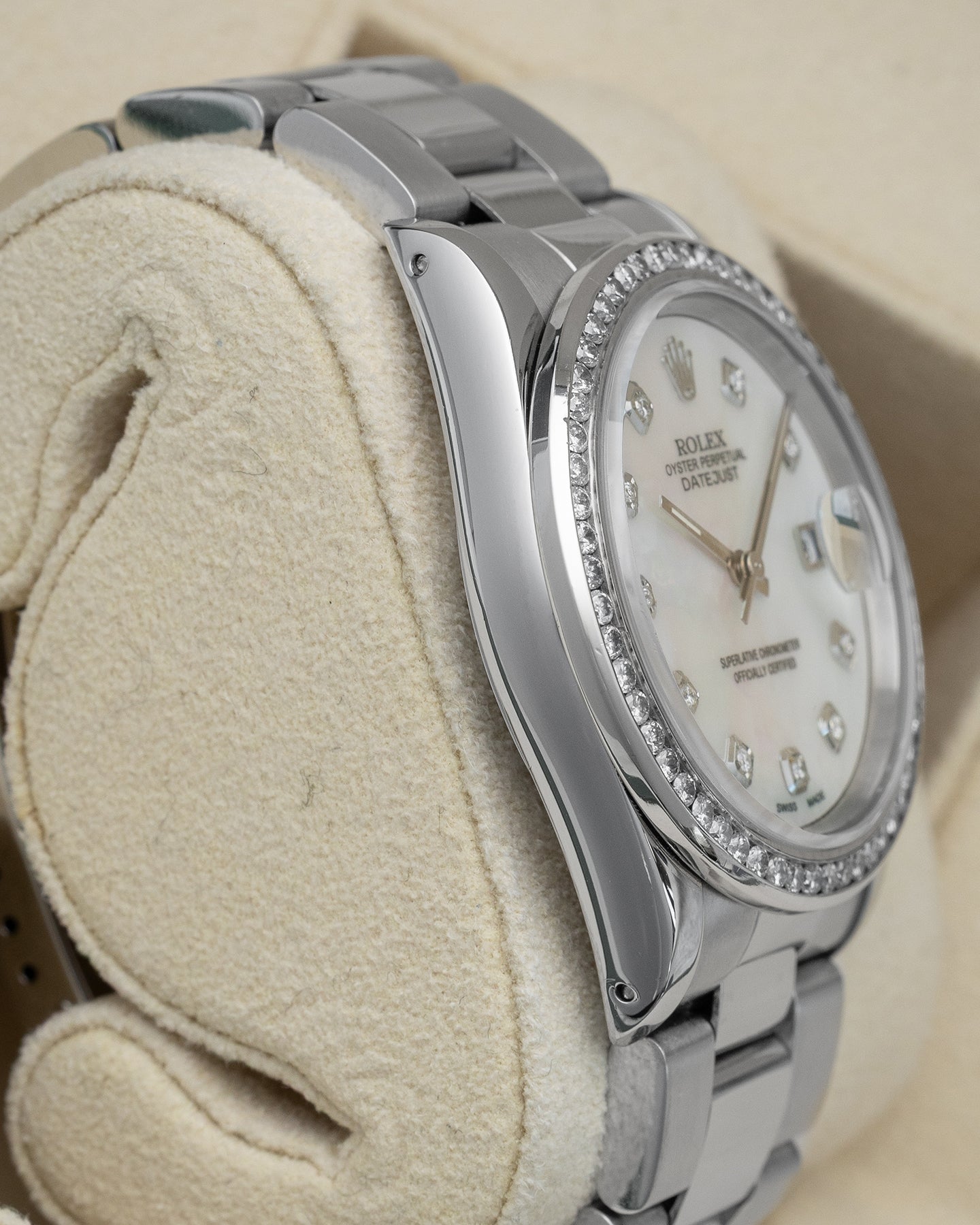 Mother of Pearl Diamond Bezel Rolex Datejust 16220 | Noah’s Fine Watches Dallas