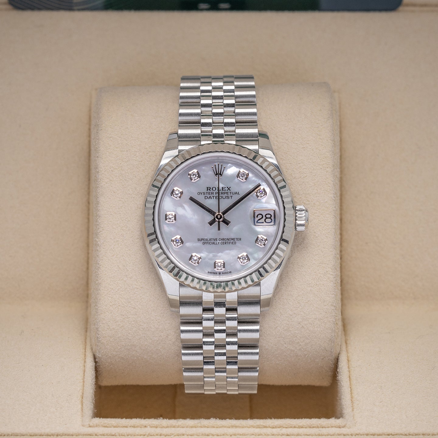 White Rolesor Rolex Datejust 278274 MOP Diamond Watch | Noah's Fine Jewelry and Watches