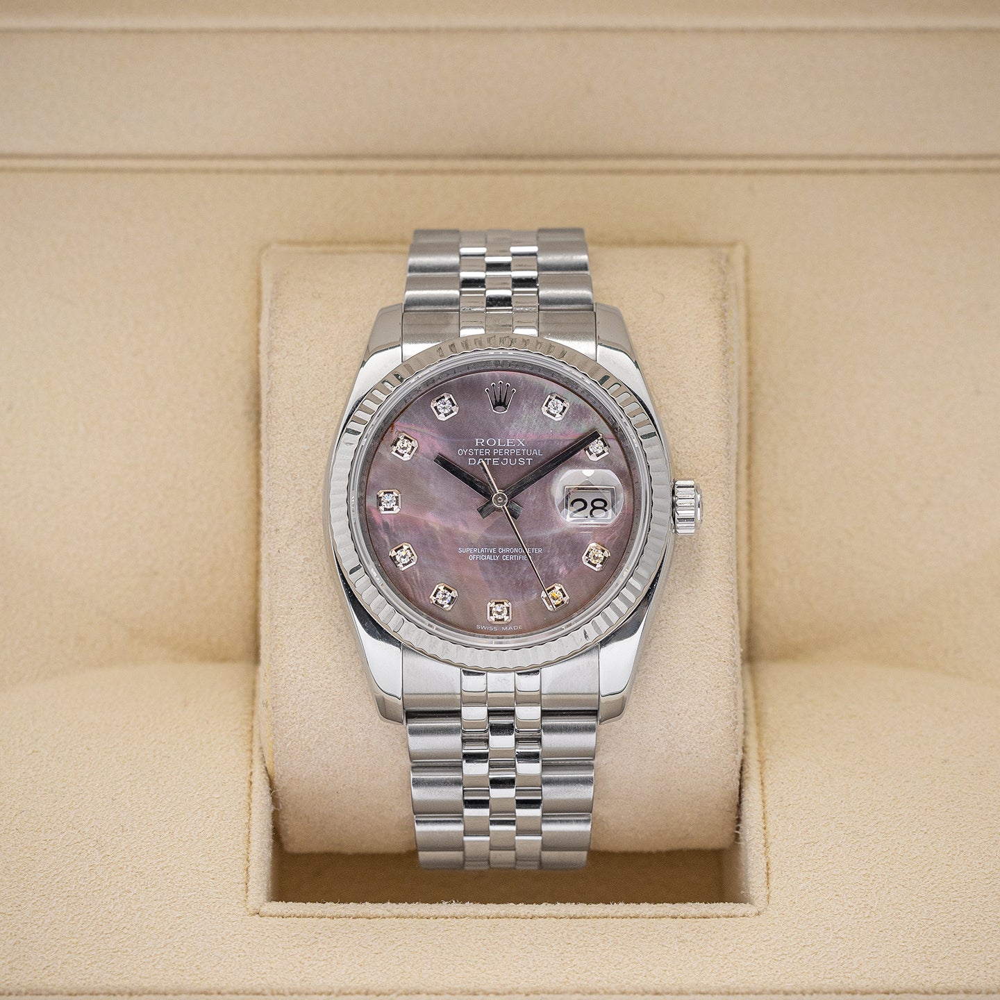 Rolex Datejust 116234 Black MOP Watch | Noah's Fine Watches and Jewelry Dallas