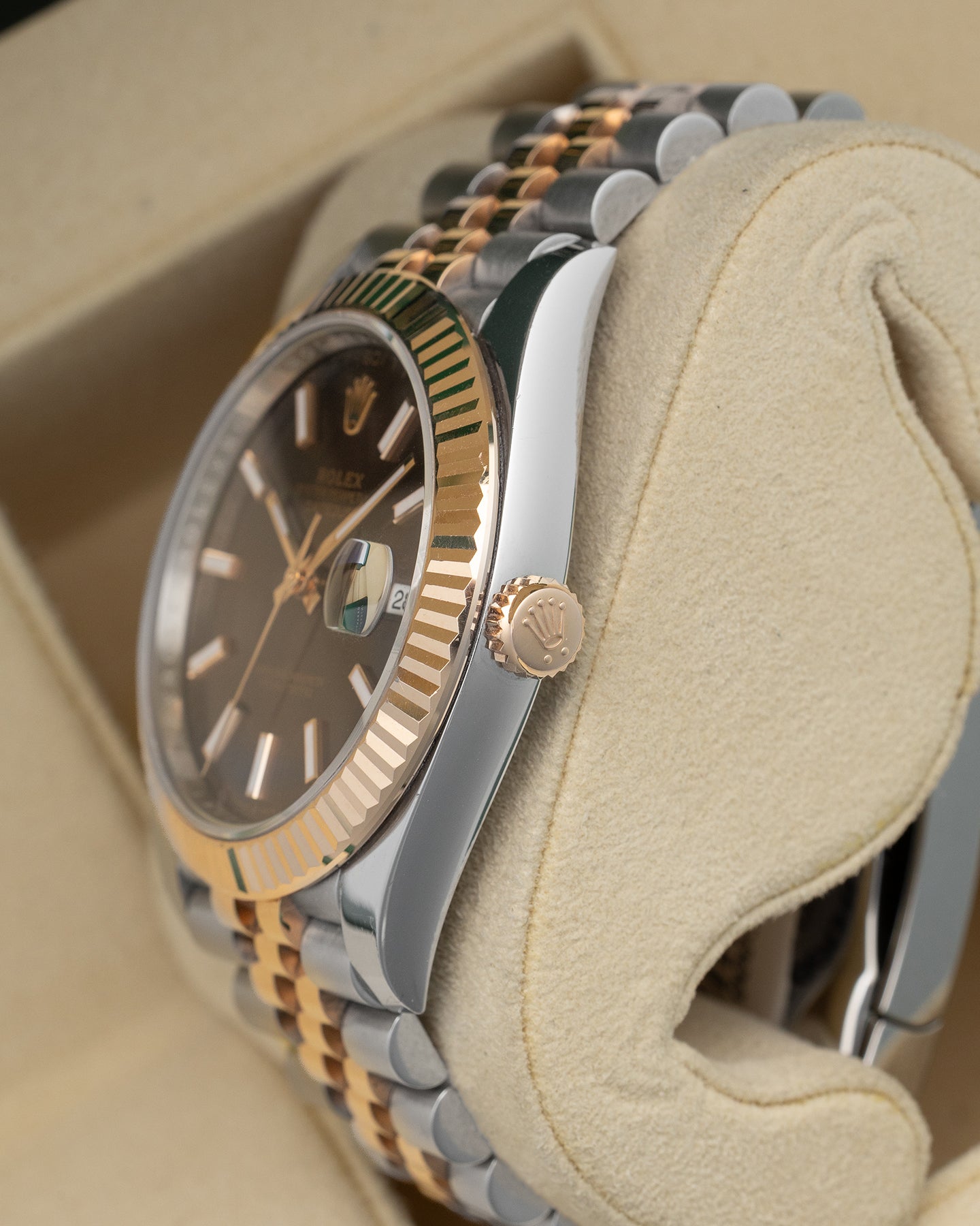 Rose Gold Steel Chocolate Dial Rolex Datejust 126331 | Noah's Fine Watches Dallas, Texas