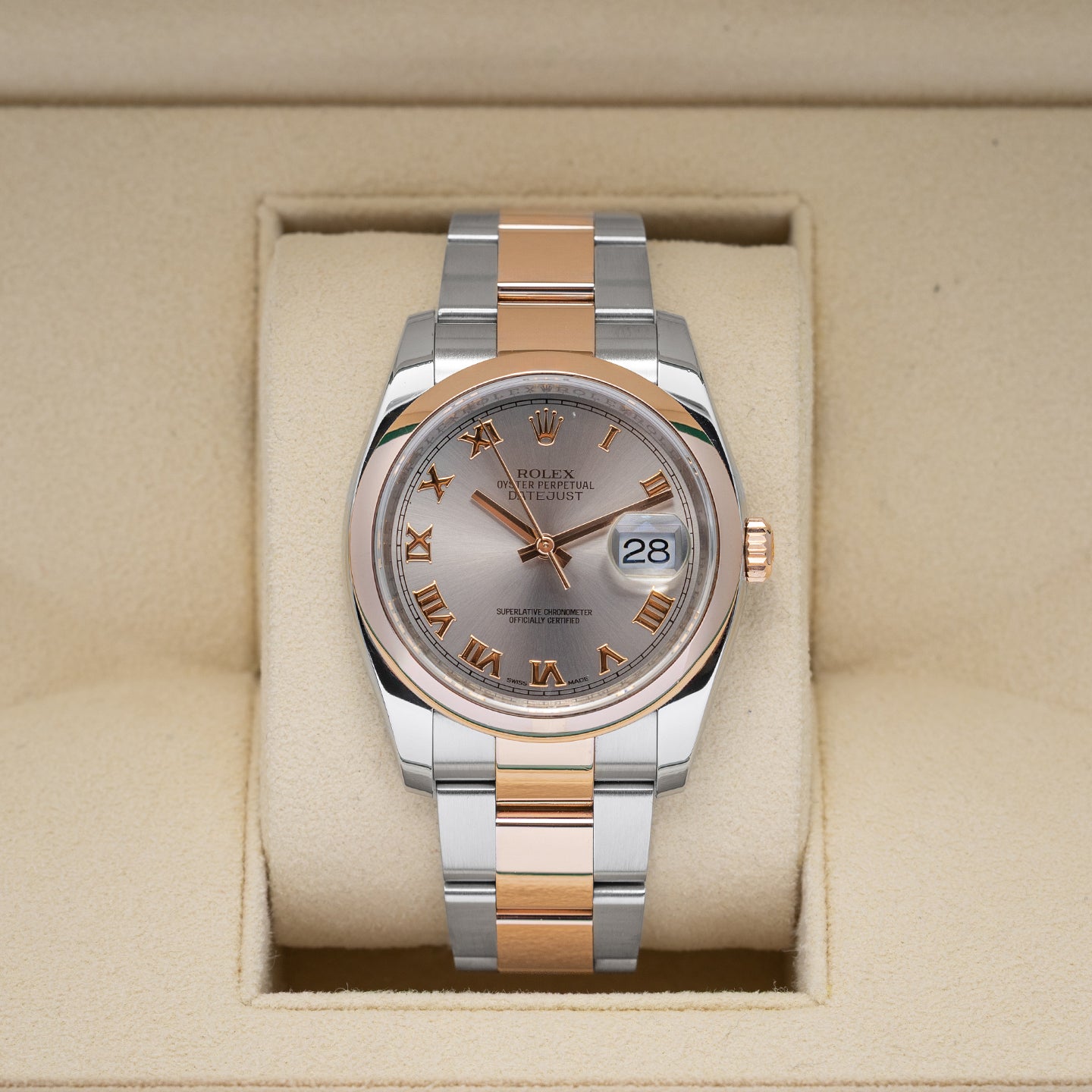 Rolex Datejust Steel Rose Gold 36 116201 | Noah's Fine Watches Dallas, Texas