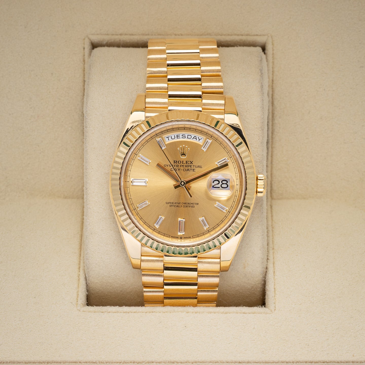 Rolex Day-Date Champagne Diamonds 228238 | Noahs Fine Watches Frisco, TX