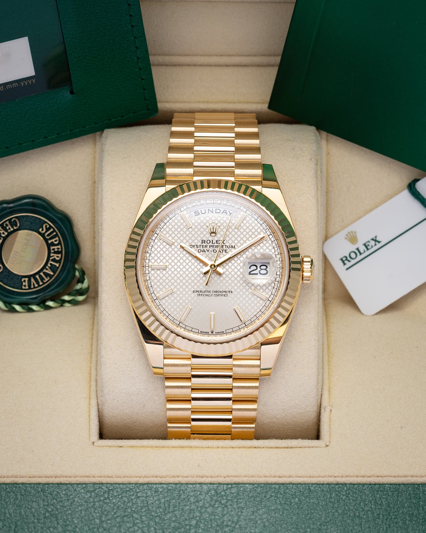 Rolex Day-Date Silver Motif 228238 | Noah's Fine Watches and Jewelry