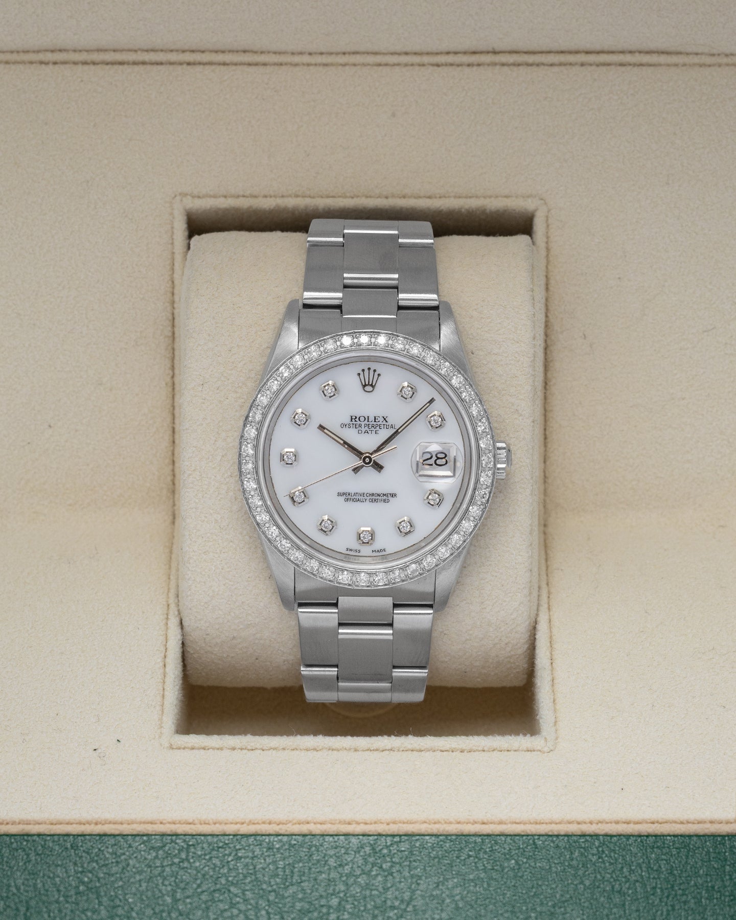 OP Date MOP Dial 15200 Rolex Watch | Noah’s Fine Watches Dallas