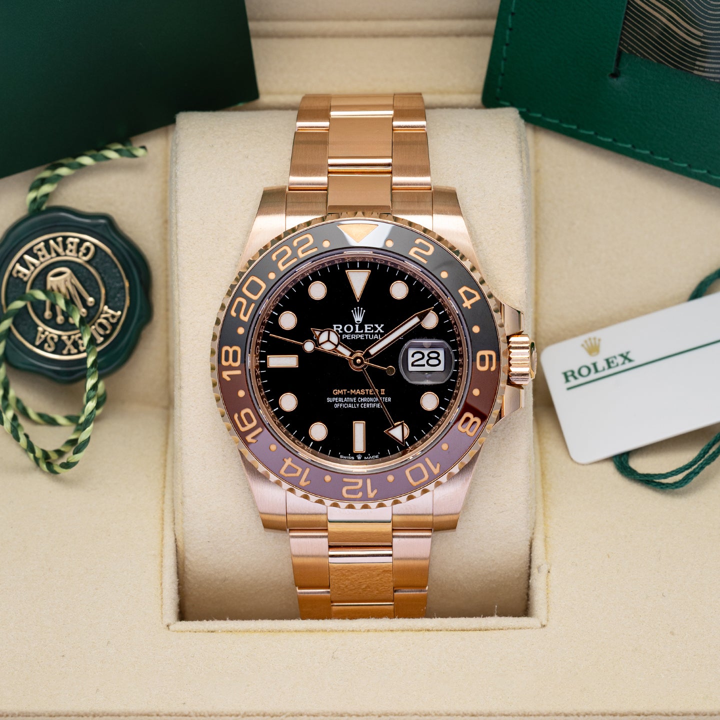Rose Gold Rolex GMT-Master II 126715CHNR | Noah's Fine Watches and Jewelry
