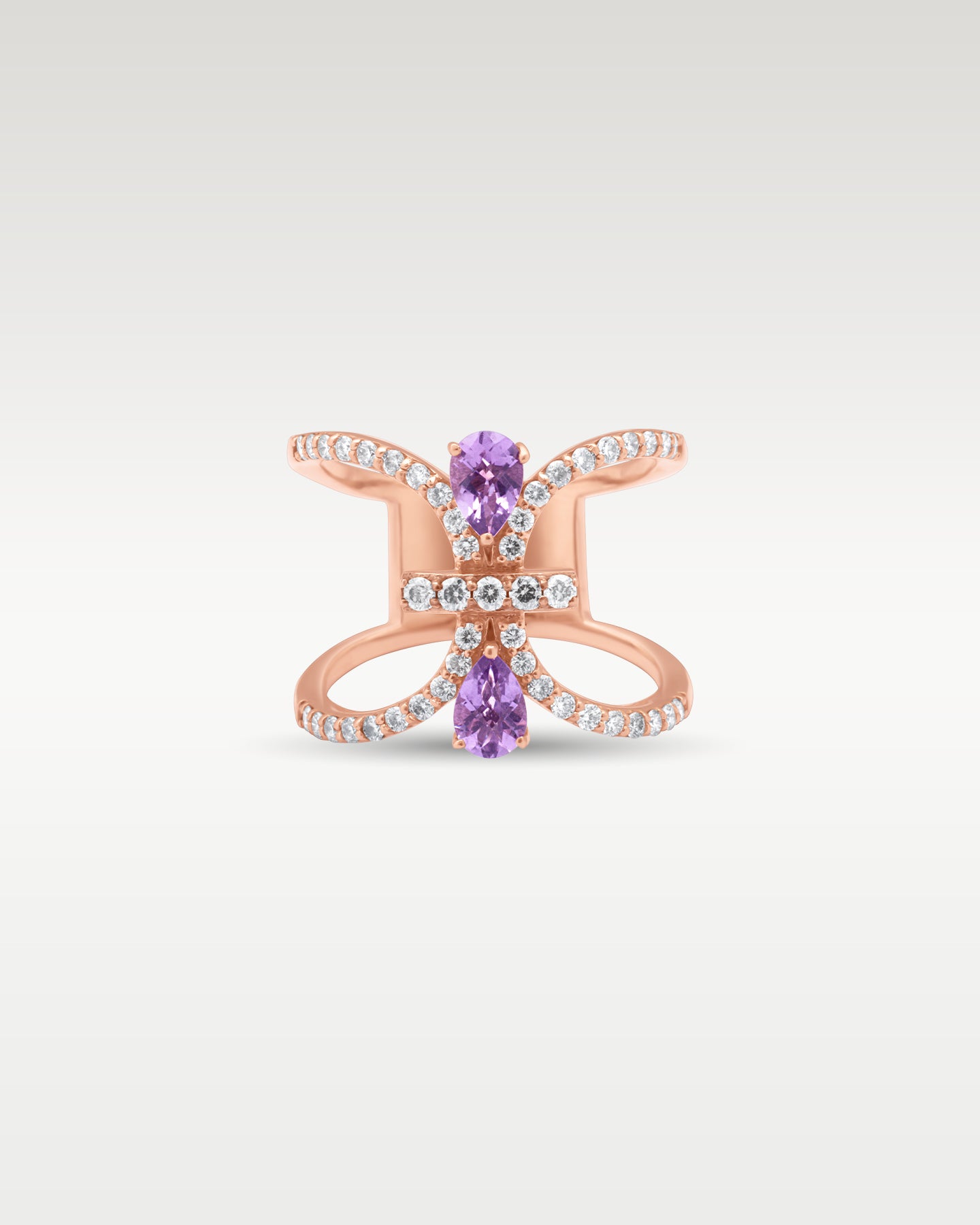 14k Rose Gold Geometric Amethyst Diamond Ring | Noah's Fine Jewelry TX