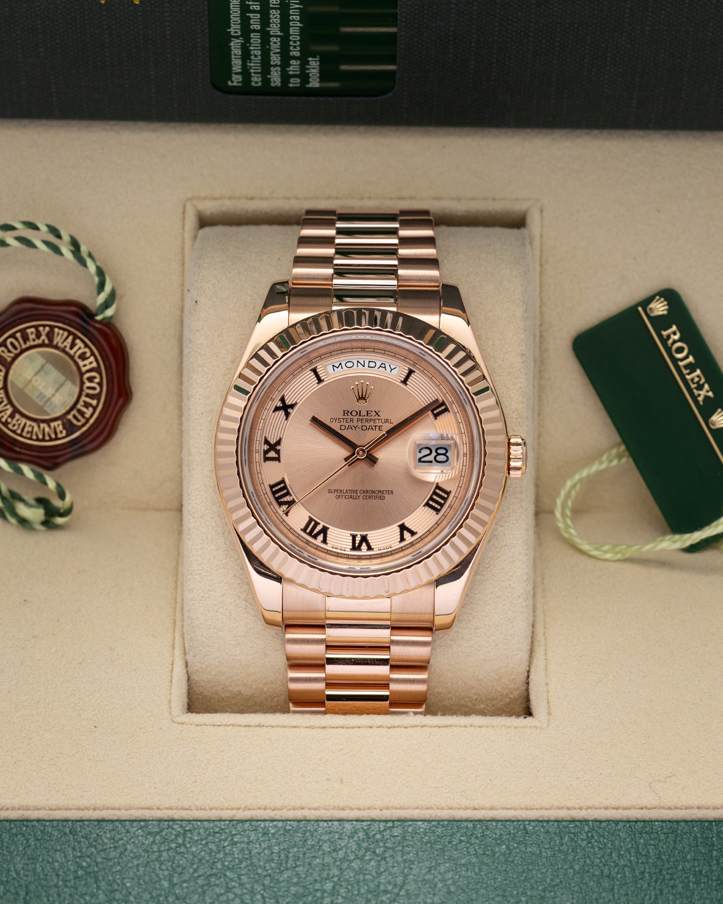Rose Gold Rolex Day-Date II 218235 – Noah's Fine Watches & Jewelry