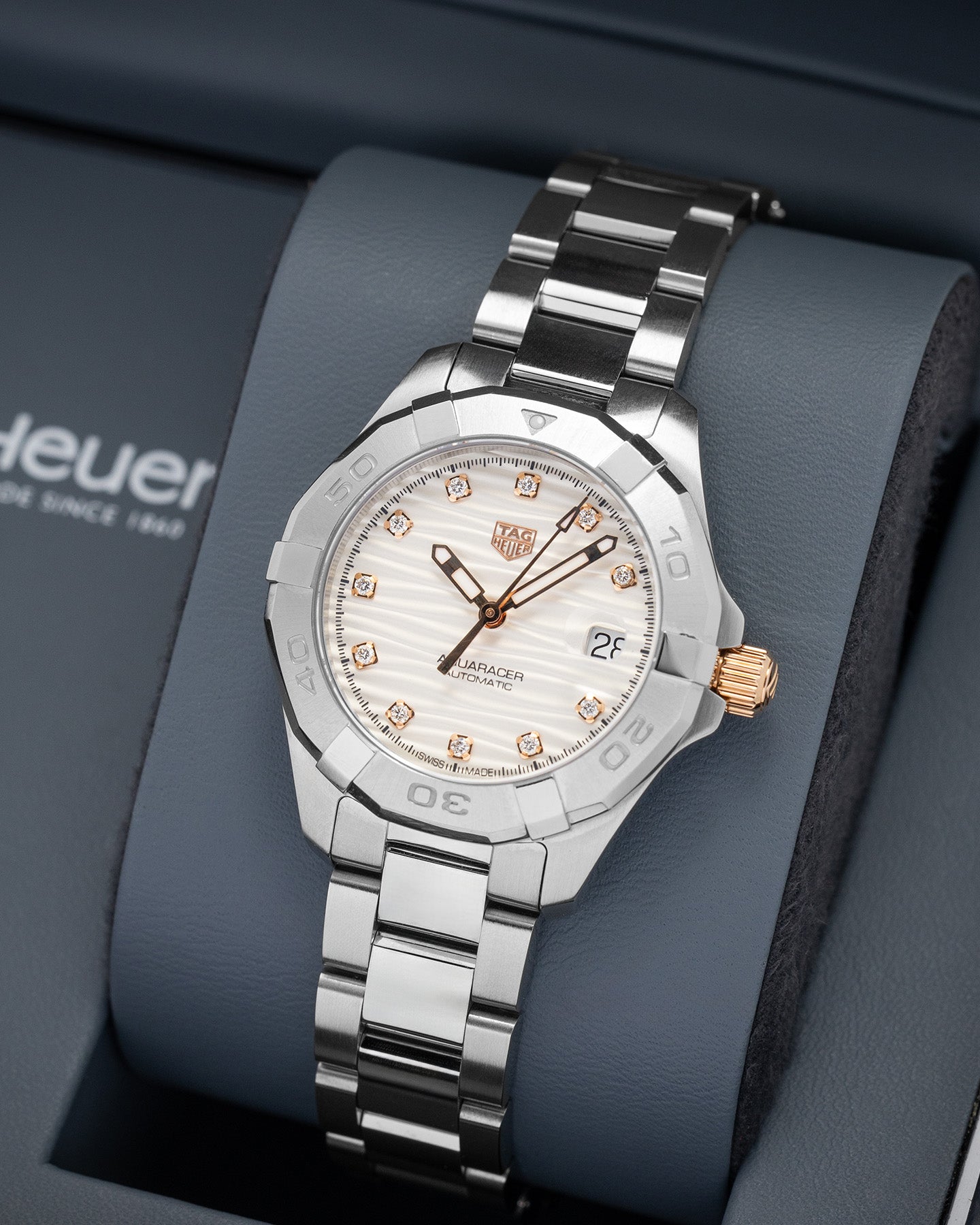 Rose Gold Diamond Tag Heuer Aquaracer WBD2320 Watch | Noah's Fine Watches and Jewelry