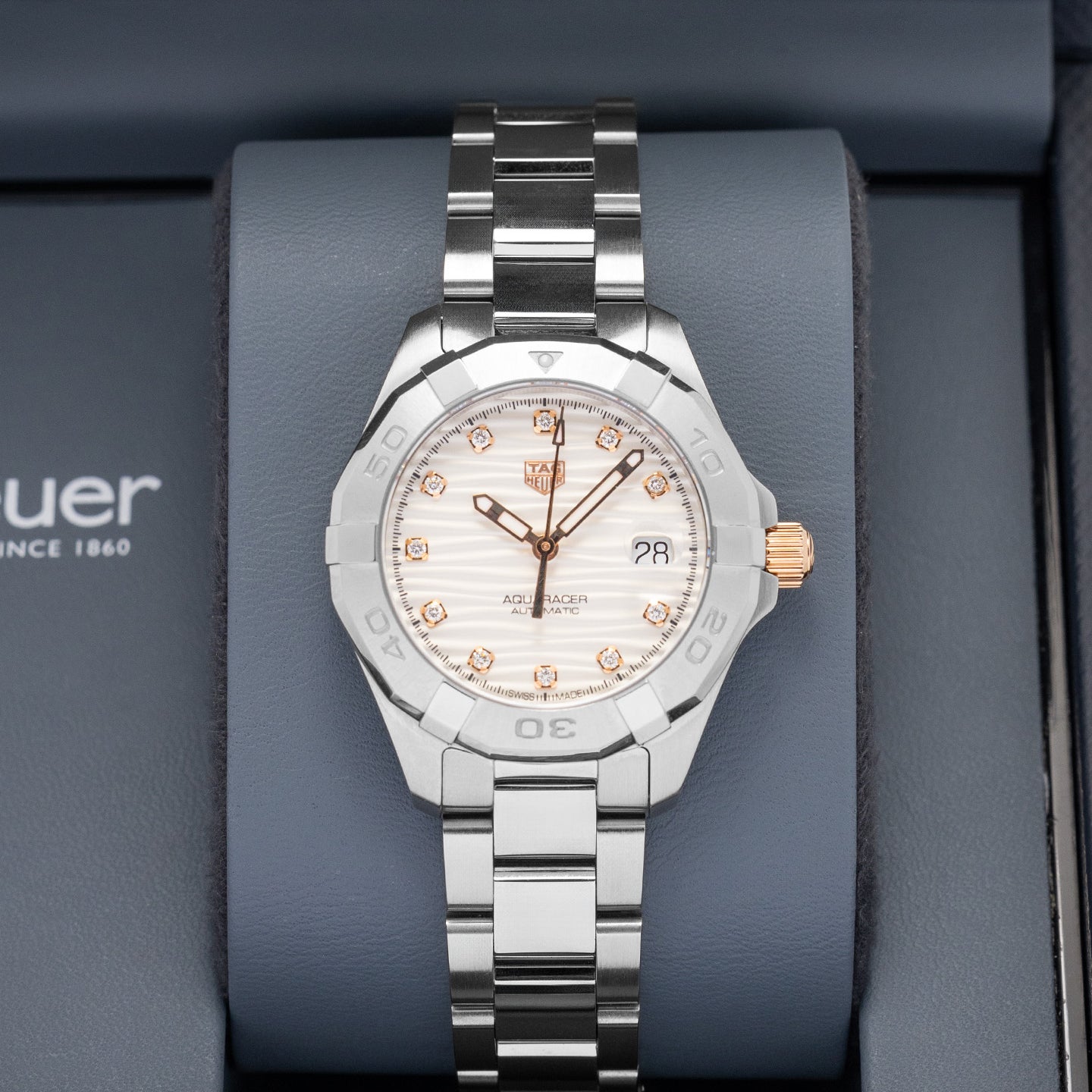 Rose Gold Diamond Tag Heuer Aquaracer WBD2320 Watch | Noah's Fine Watches and Jewelry