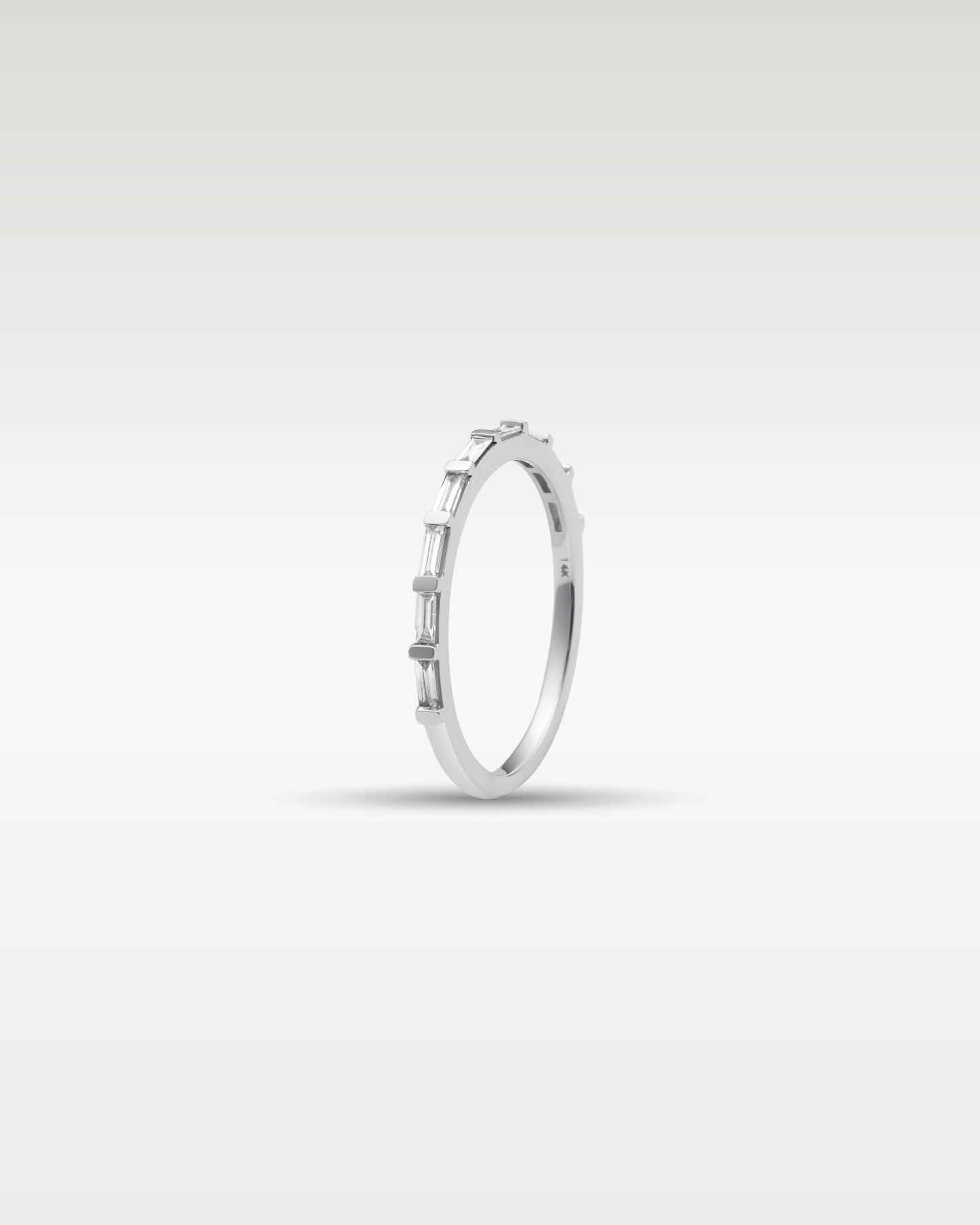 14k White Gold Nine Stone Baguette Diamond Band | Noah's Fine Jewelry TX
