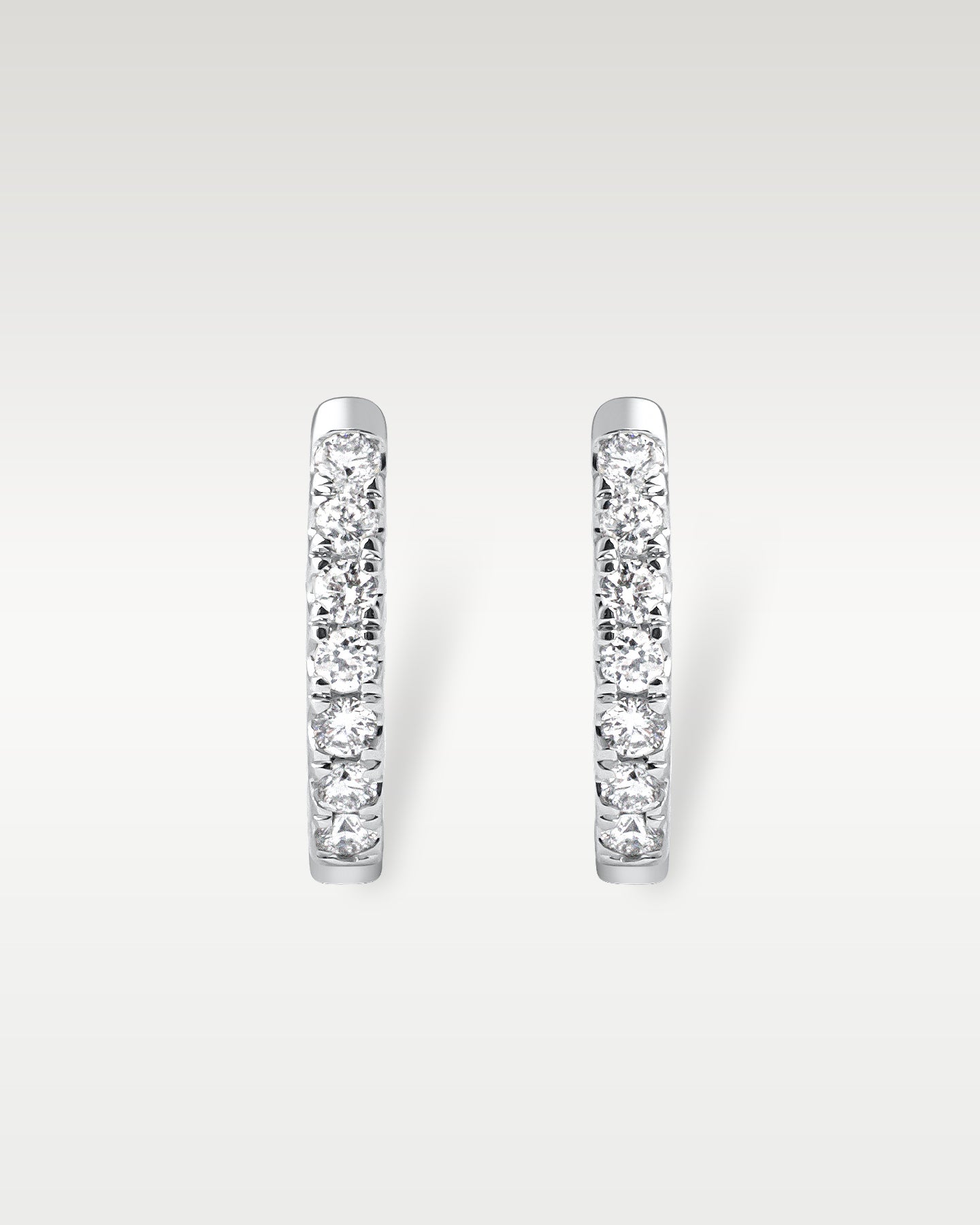White Gold Diamond Huggie Hoop Earrings | Noah's Fine Jewelry Dallas