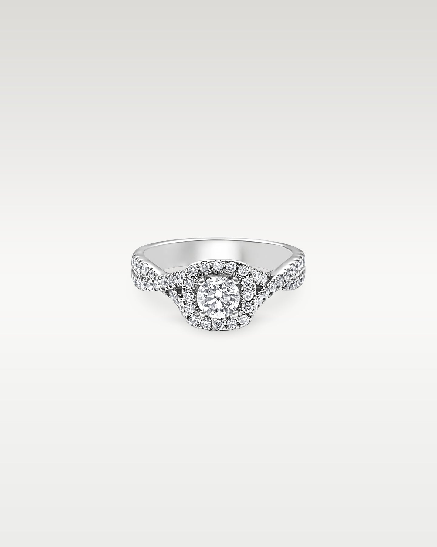 14k White Gold Diamond and Sapphire Accent Engagement Ring | Noah's Fine Jewelry DFW, Texas