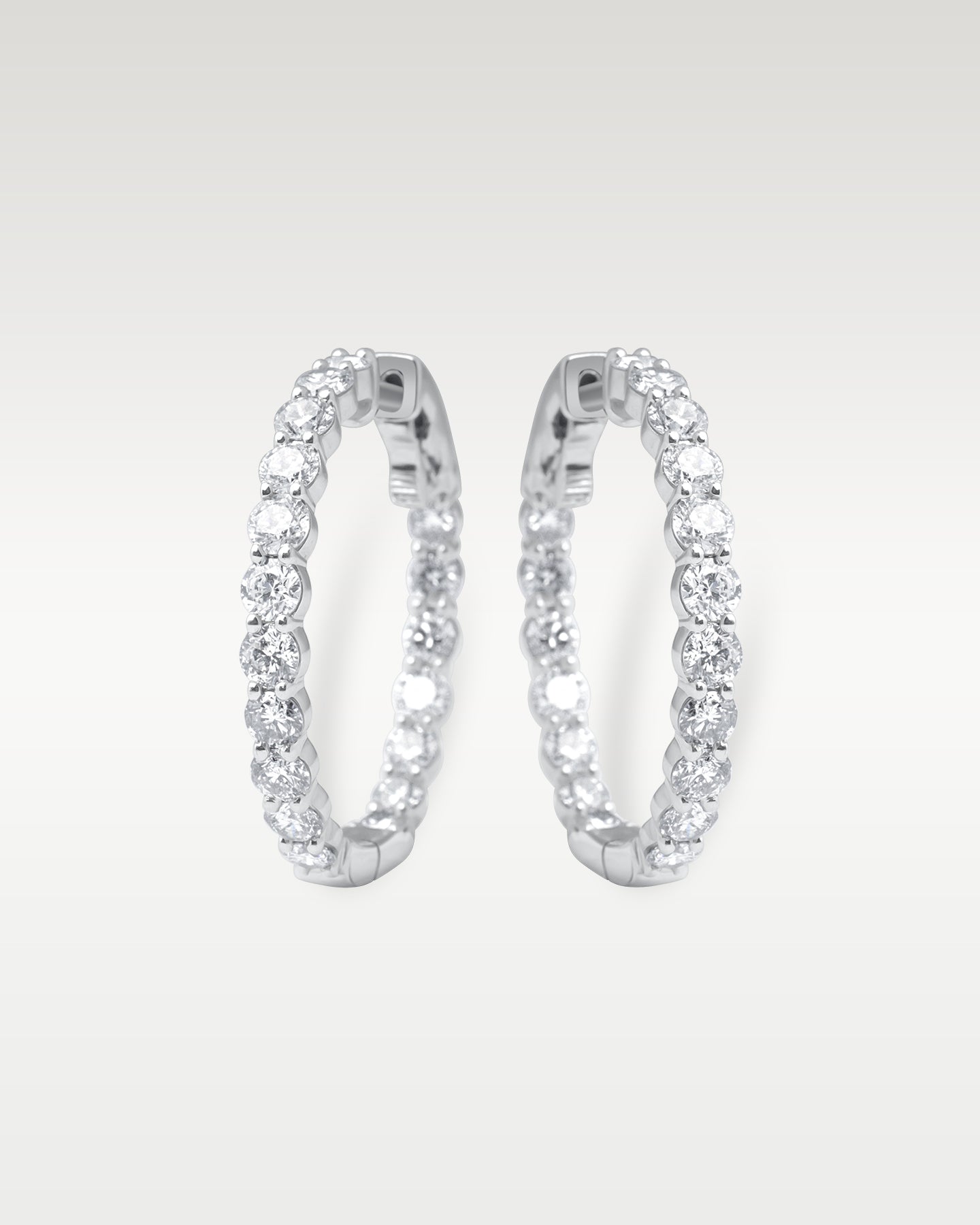 White Gold Inside Out Diamond Hoop Earrings | Noah's Fine Jewelry Dallas