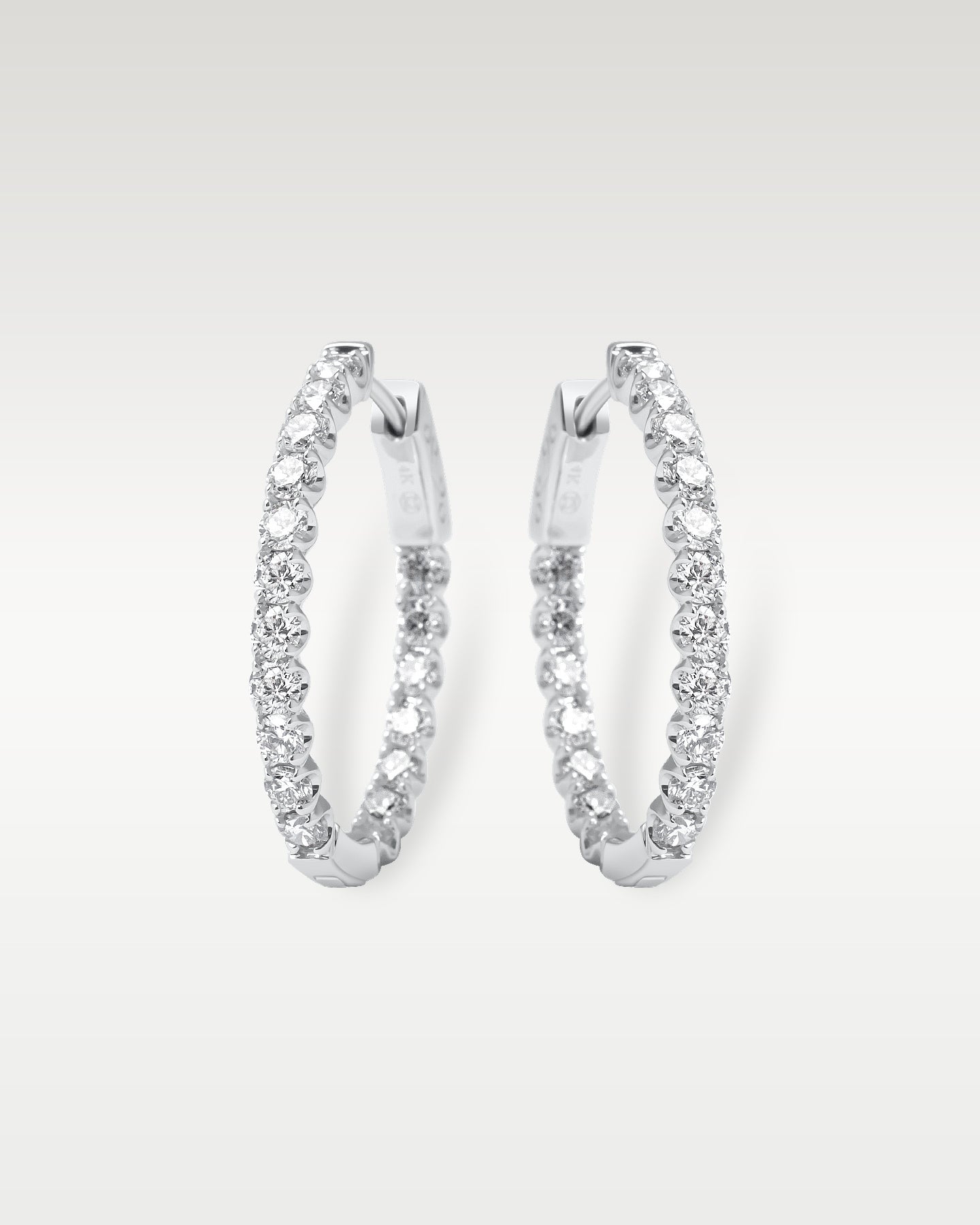 White Gold Inside Out Pave Diamond Hoop Earrings | Noah's Fine Jewelry Dallas