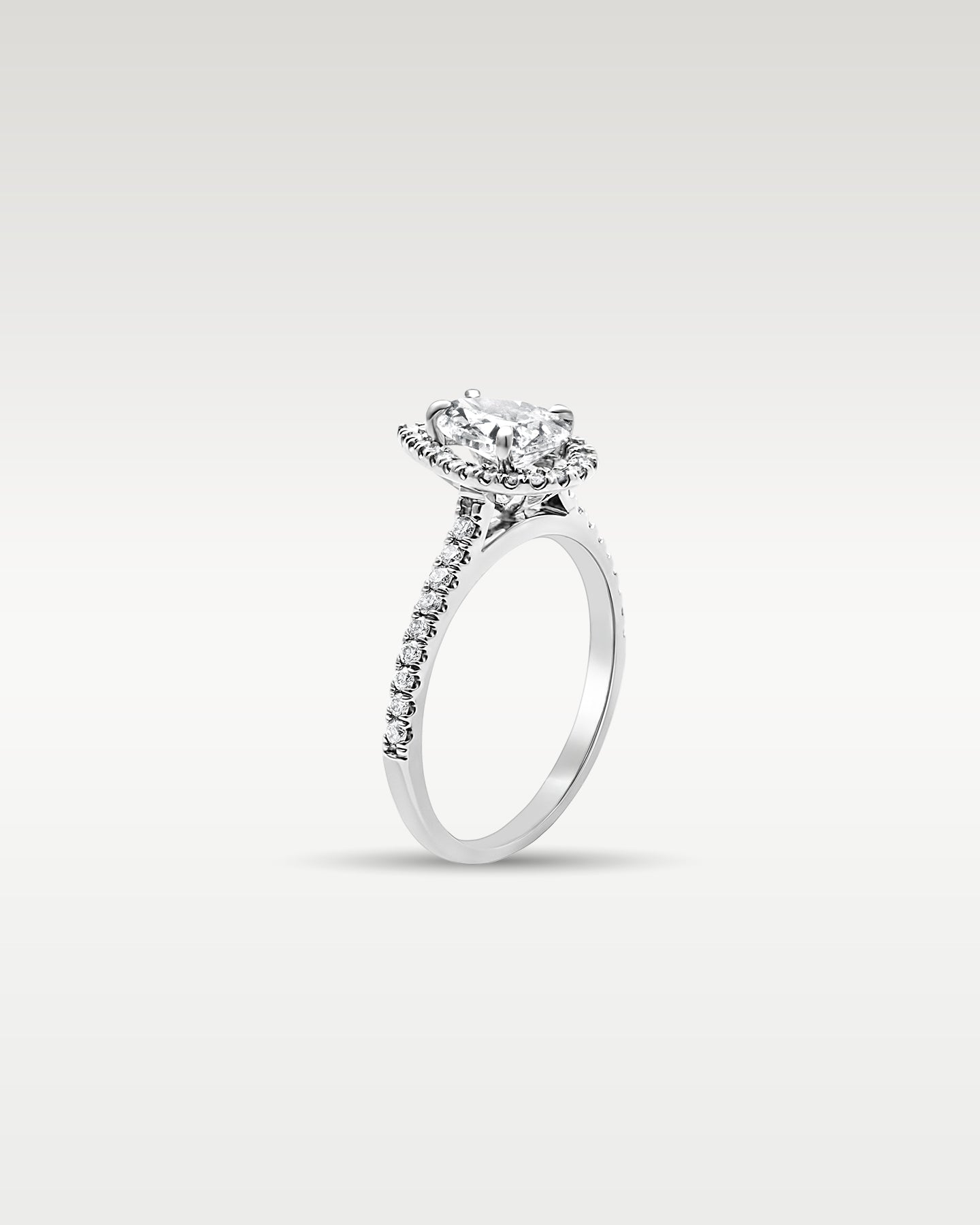 14k White Gold Pear Halo Diamond Engagement Ring | Noah’s Fine Jewelry Dallas