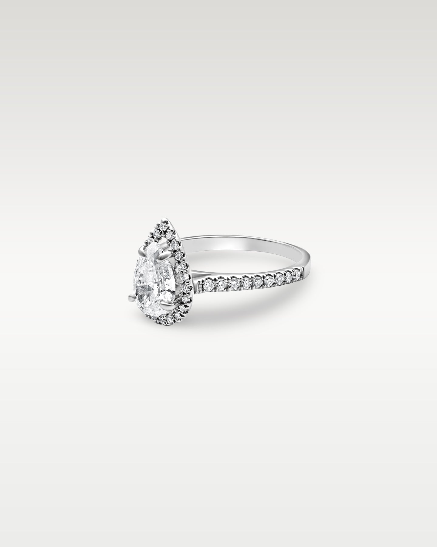 14k White Gold Pear Halo Diamond Engagement Ring | Noah’s Fine Jewelry Dallas