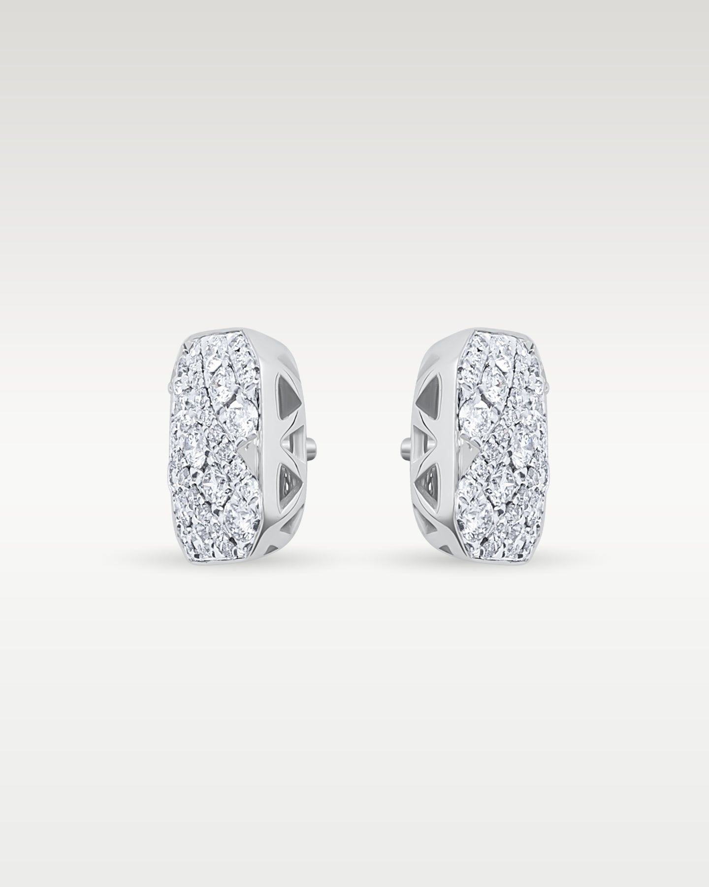 14K White Gold Rectangular Diamond Cluster Studs | Noah's Fine Jewelry Dallas, Texas