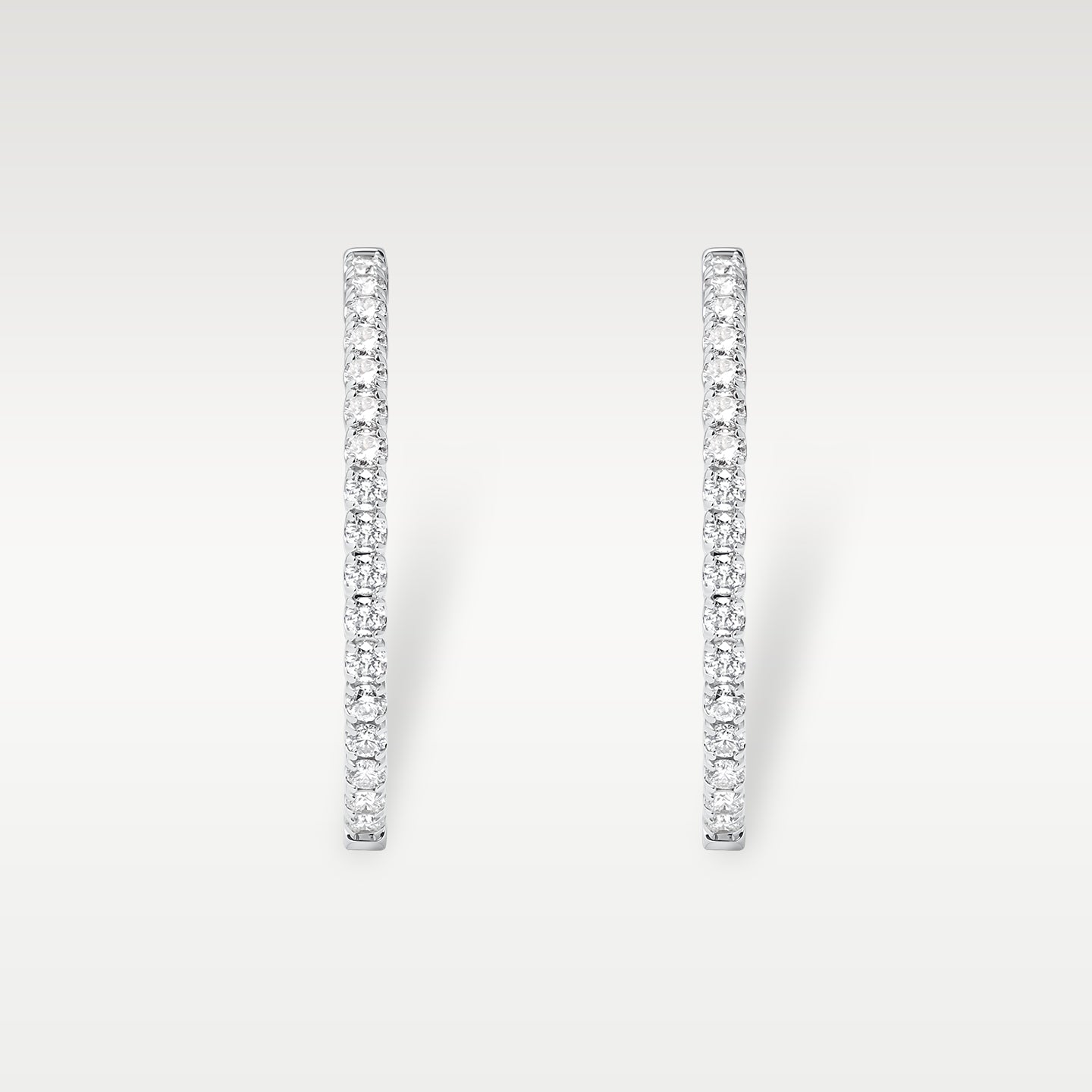 White Gold Pave Round Diamond Hoop Earrings | Noah's Fine Jewelry Dallas