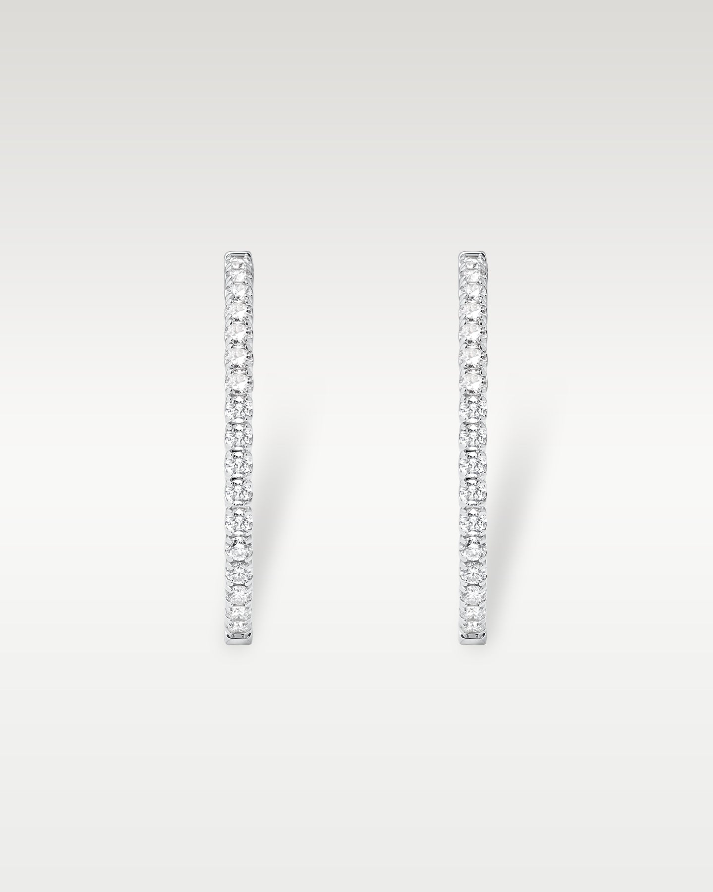 White Gold Pave Round Diamond Hoop Earrings | Noah's Fine Jewelry Dallas