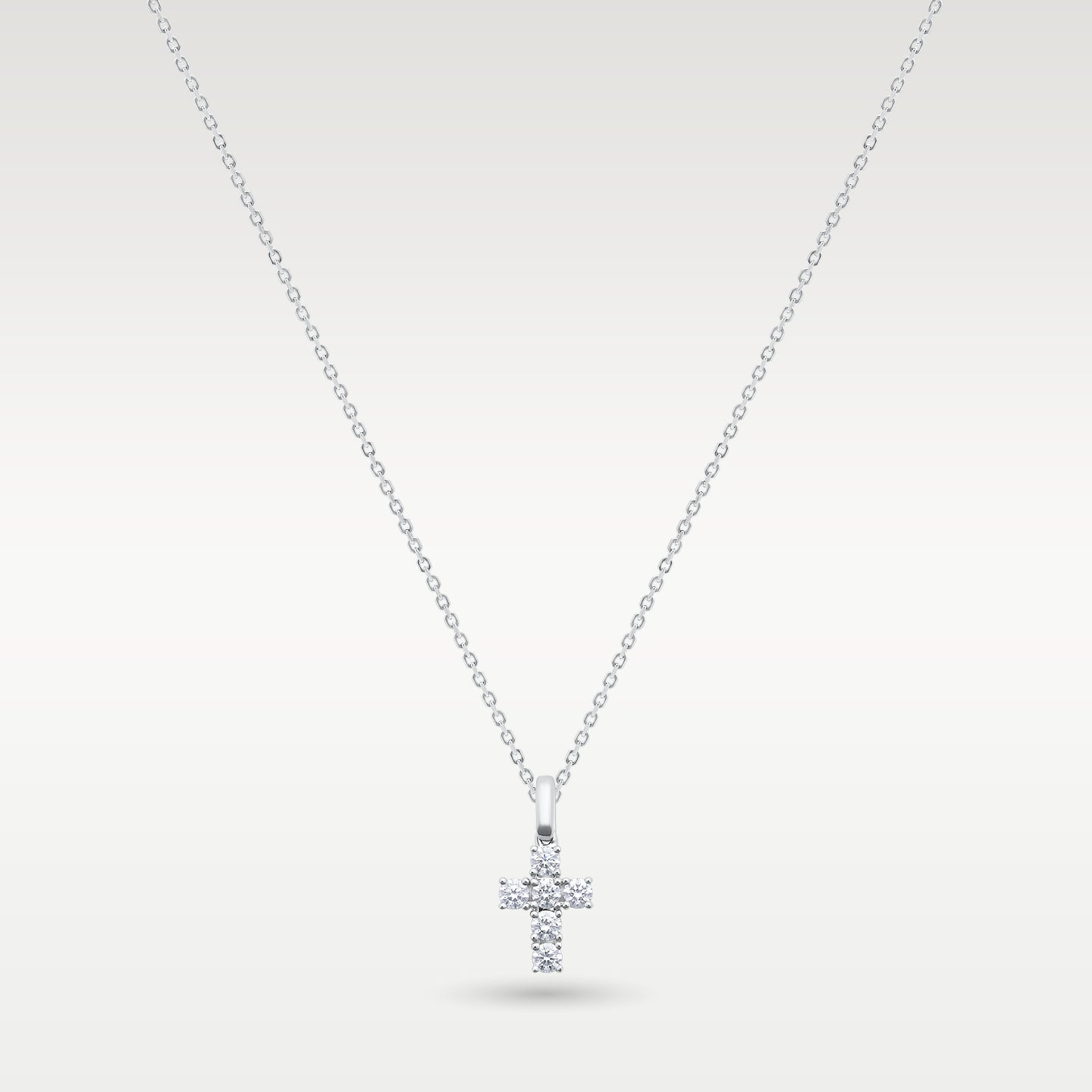 14k White Gold Six Diamond Cross Pendant Necklace | Noah's Fine Jewelry Frisco, Texas