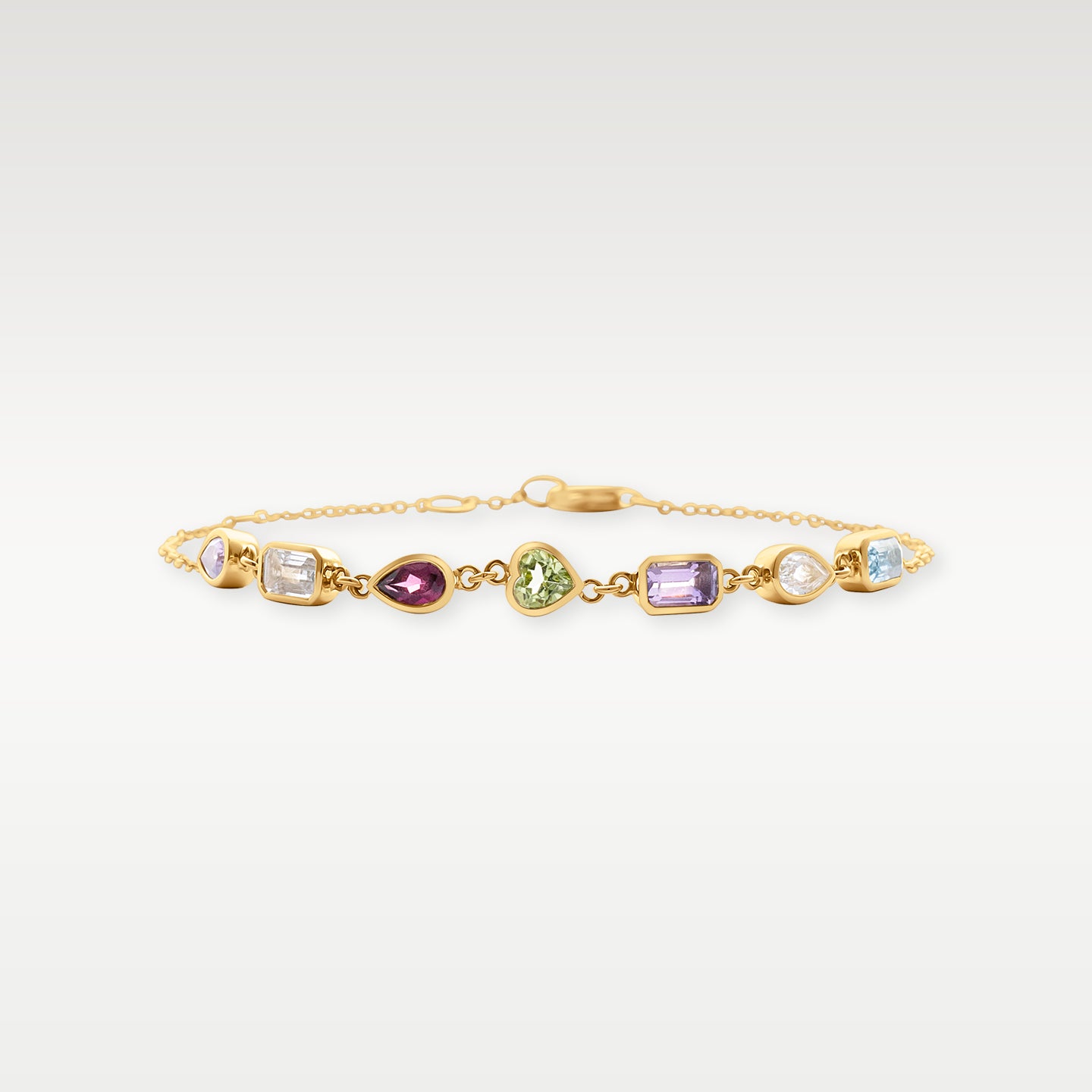 Yellow Gold Colorful Multi-Stone Chain Bracelet | Noah's Fine Jewelry Dallas, Texas