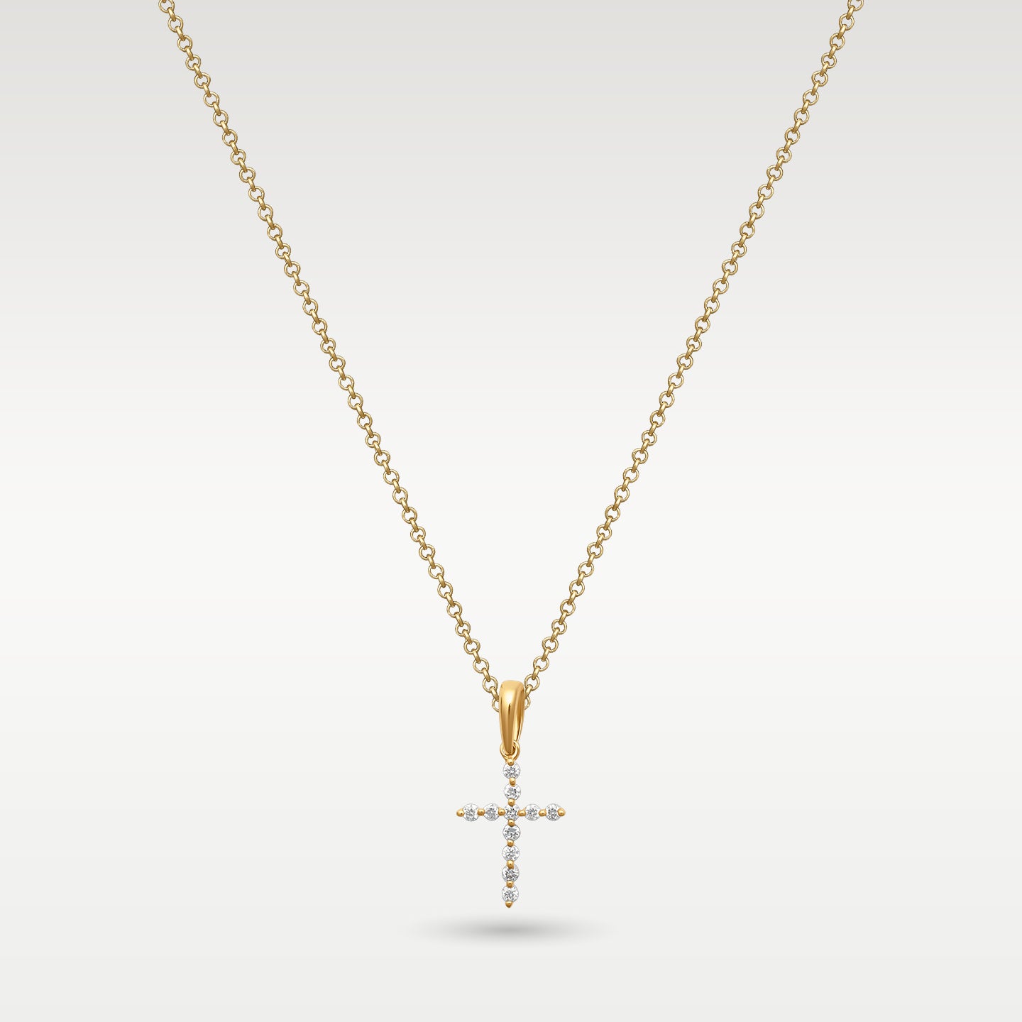 14k Yellow Gold Cross Diamond Necklace | Noah's Fine Jewelry Dallas, TX