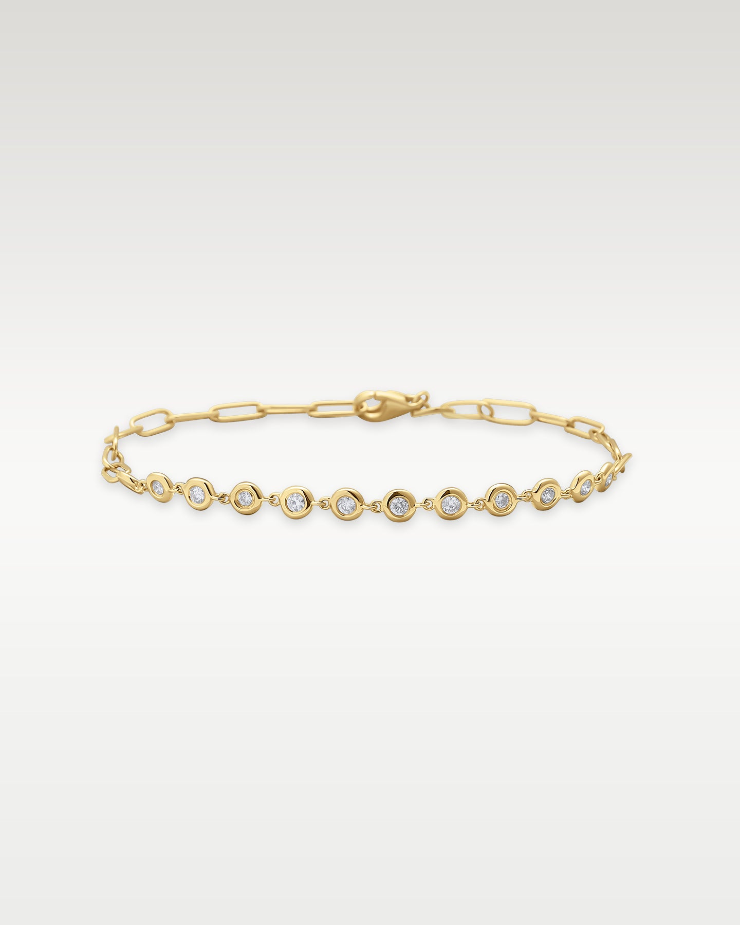 Yellow Gold Diamond Bezel Paperclip Bracelet | Noah's Fine Jewelry Frisco, TX