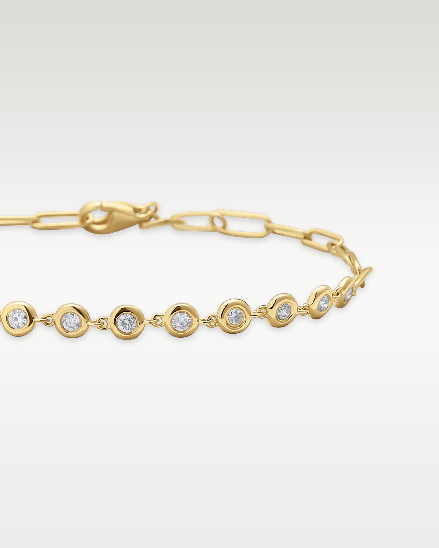Yellow Gold Diamond Bezel Paperclip Bracelet | Noah's Fine Jewelry Frisco, TX