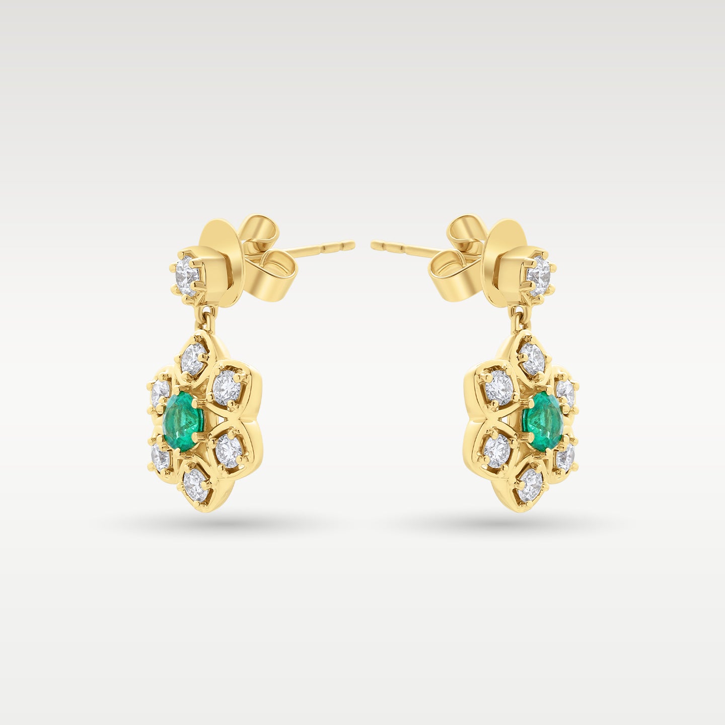 18K Gold Flower Green Sapphire & Diamond Earrings | Noah's Fine Jewelry DFW, Texas