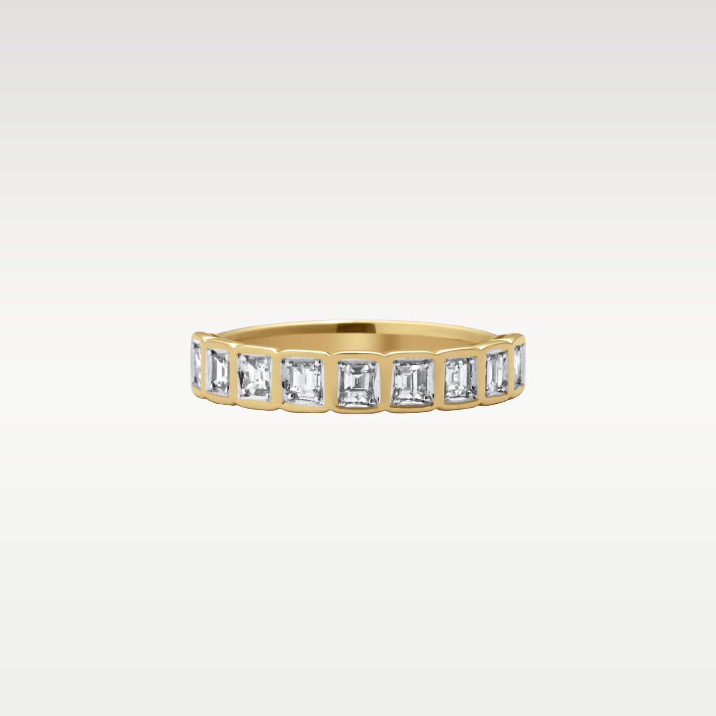 14k Yellow Gold Half Eternity Baguette Diamond Ring | Noah's Fine Jewelry Dallas, Texas