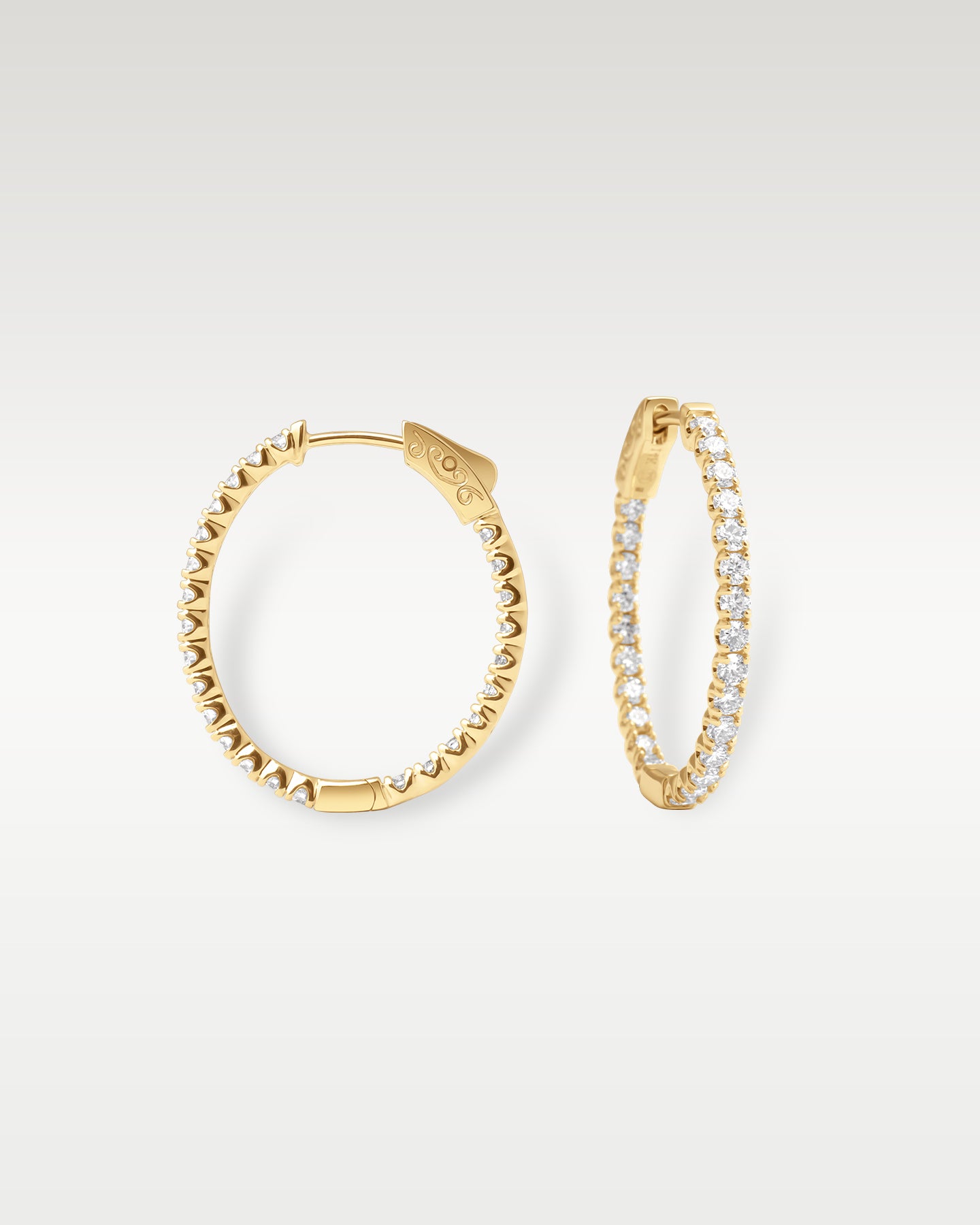 Yellow Gold Inside Out 2ct Diamond Hoop Earrings | Noah's Fine Jewelry Dallas