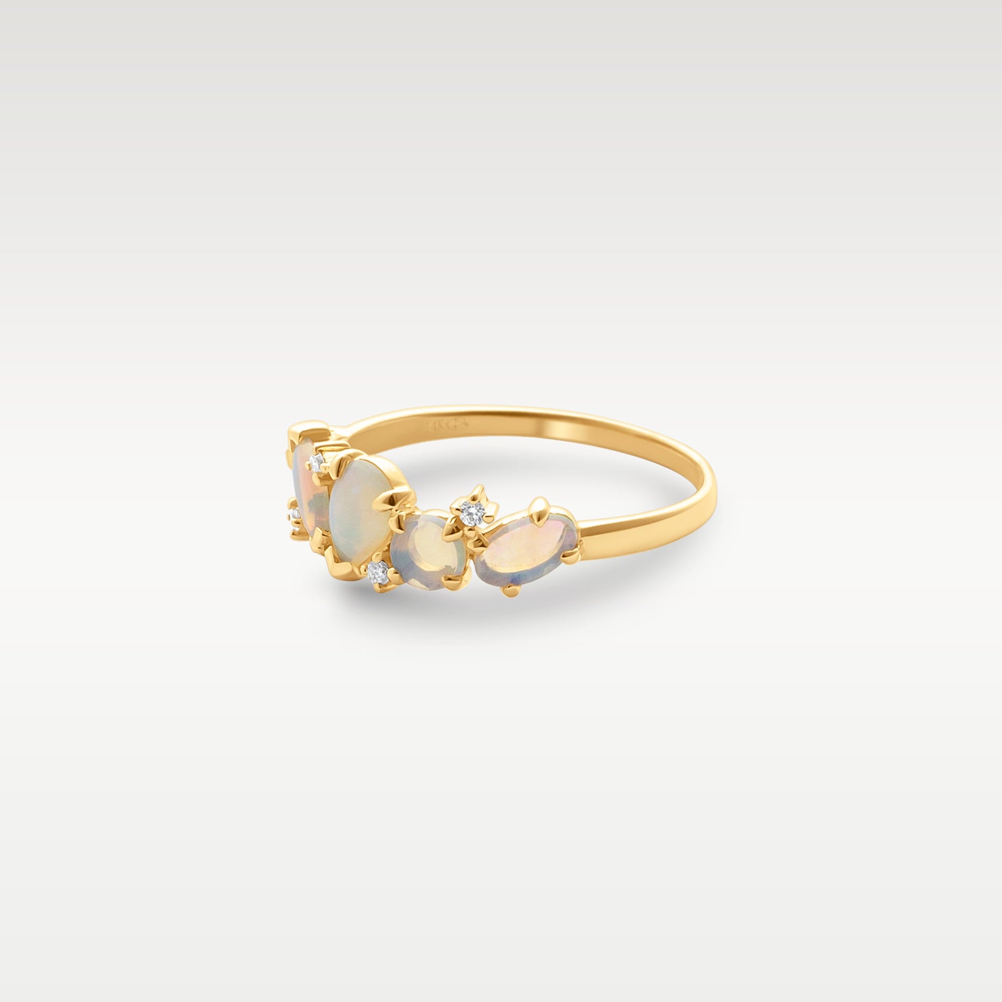Yellow Gold Opal & Diamond Cluster Ring | Noah's Fine Jewelry Dallas, Texas