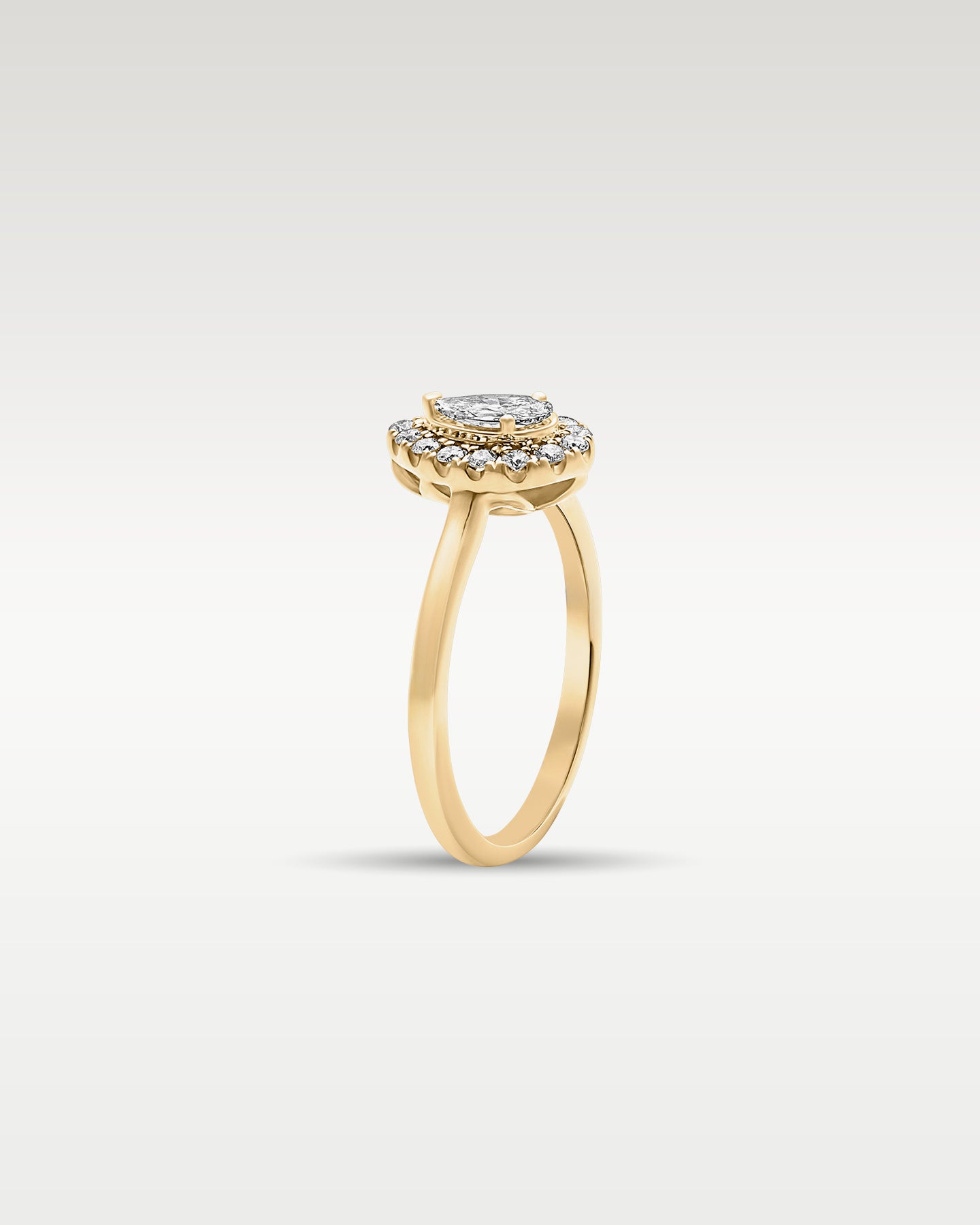 14k Yellow Gold Pear Halo Diamond Engagement Ring | Noah’s Fine Jewelry Dallas