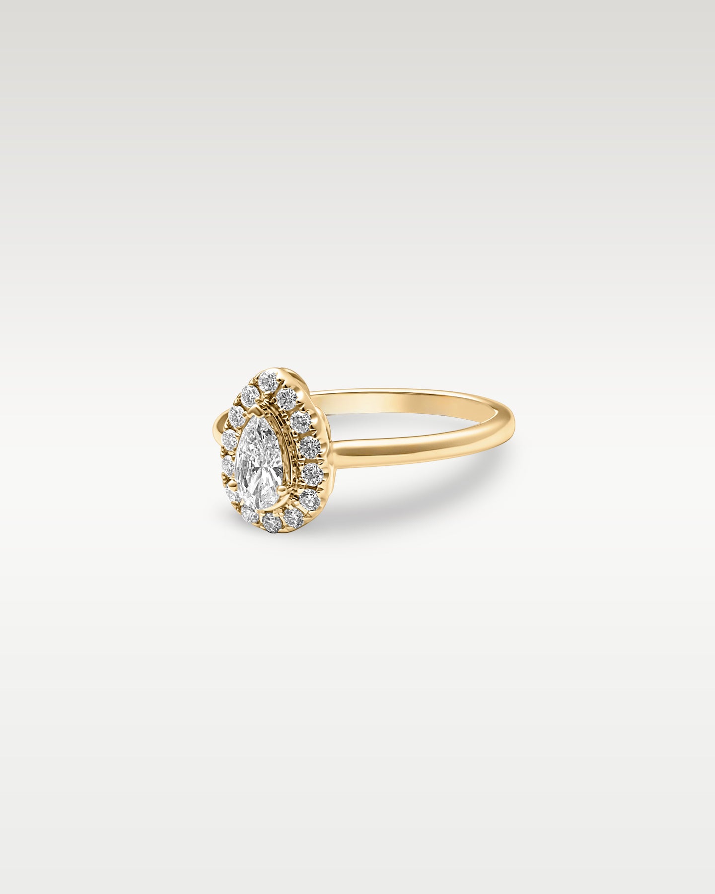 14k Yellow Gold Pear Halo Diamond Engagement Ring | Noah’s Fine Jewelry Dallas