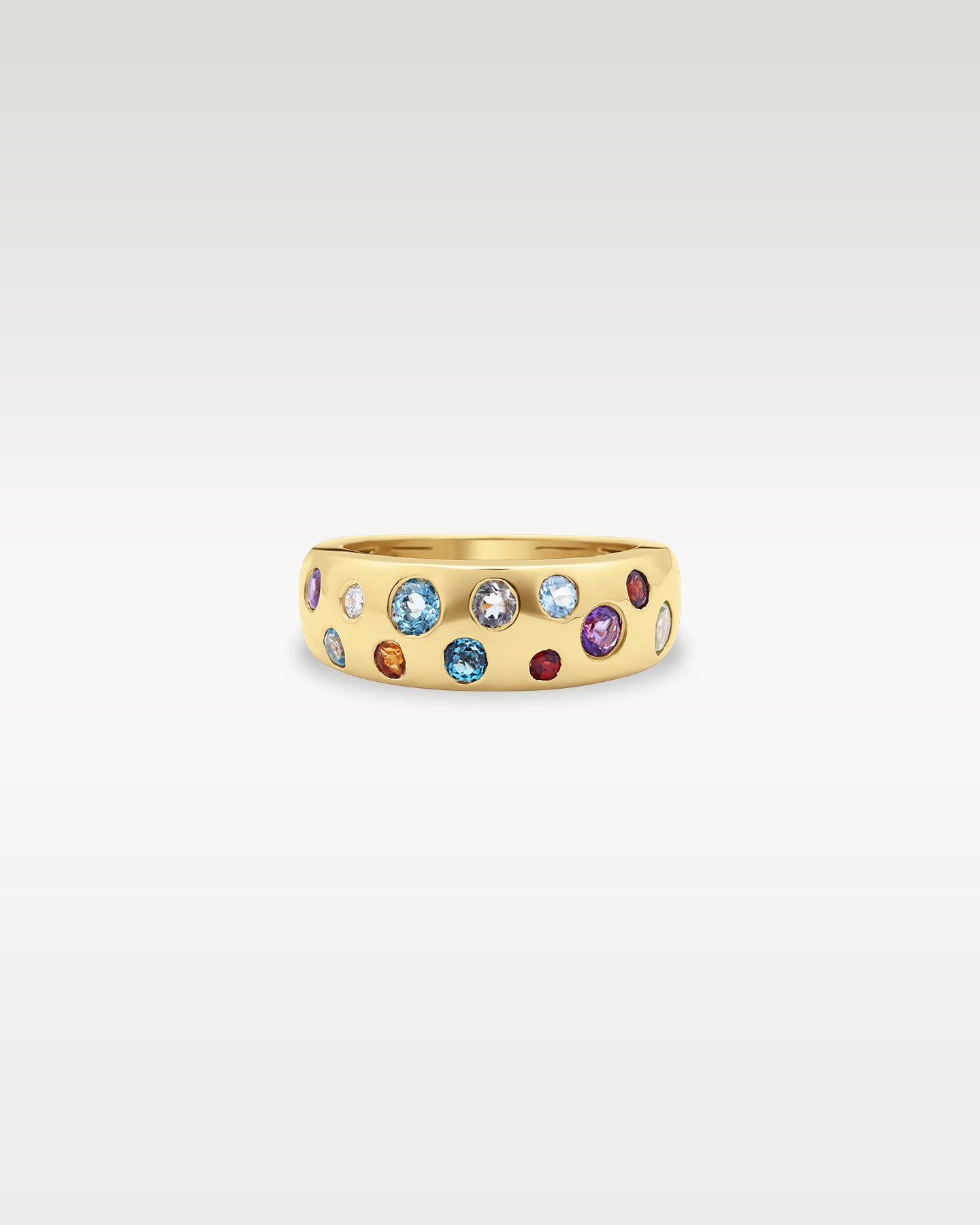 Yellow Gold Rainbow Gemstone Dome Ring – Noah's Fine Watches Jewelry