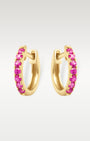 Yellow Gold Ruby Huggie Hoop Earrings | Noah's Fine Jewelry Dallas